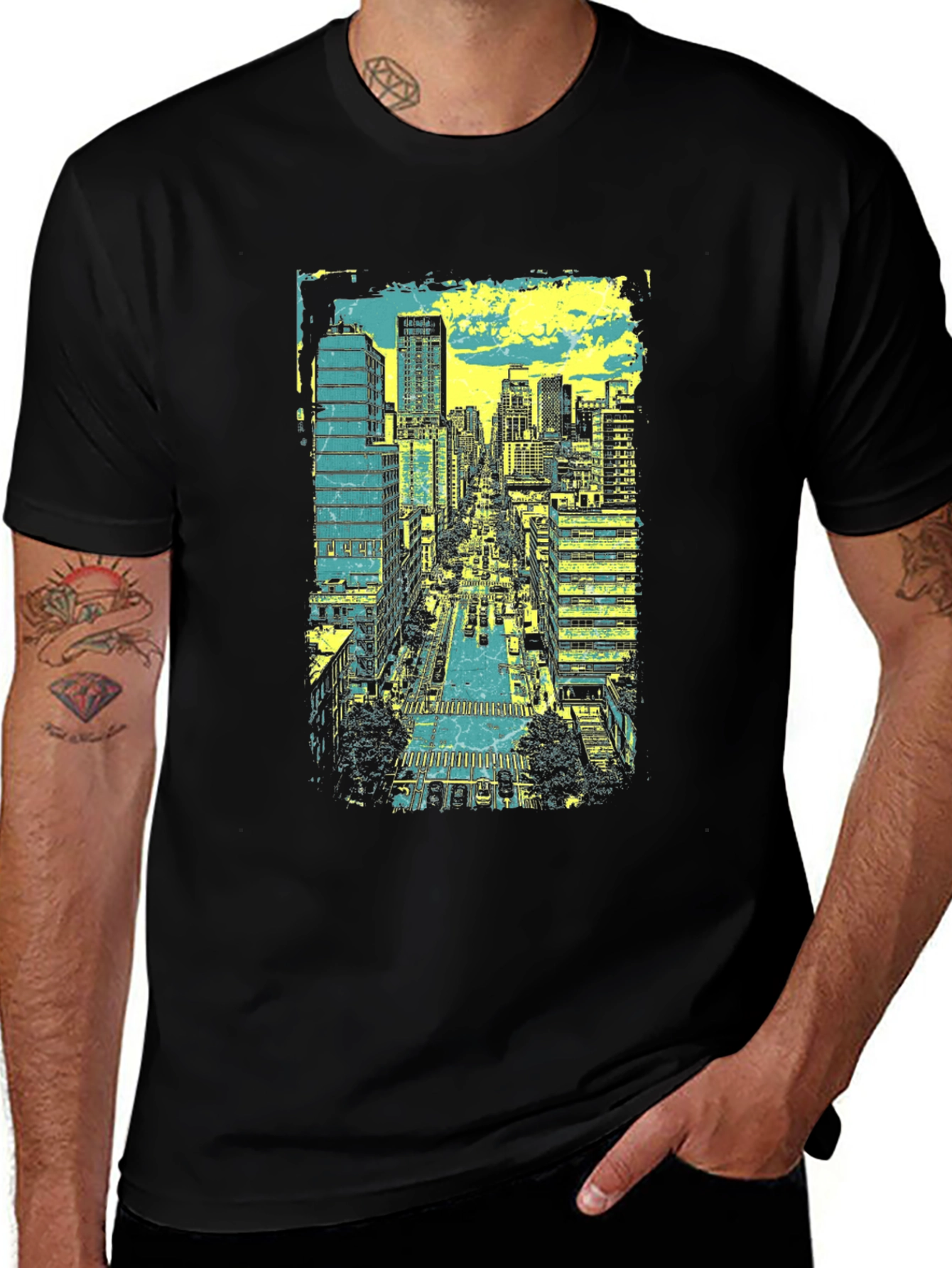 Variant 10 of Urban Skyline Graphic Tee - Black