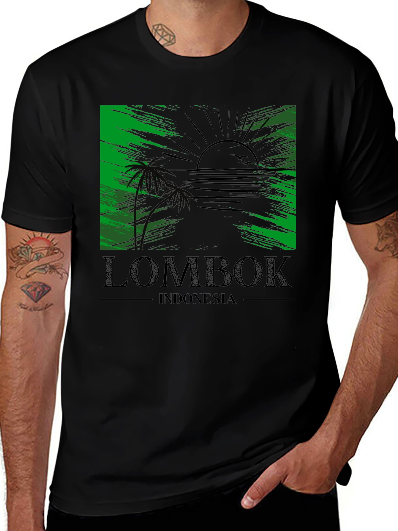Lombok Indonesia T-Shirt, Tropical Beach Design