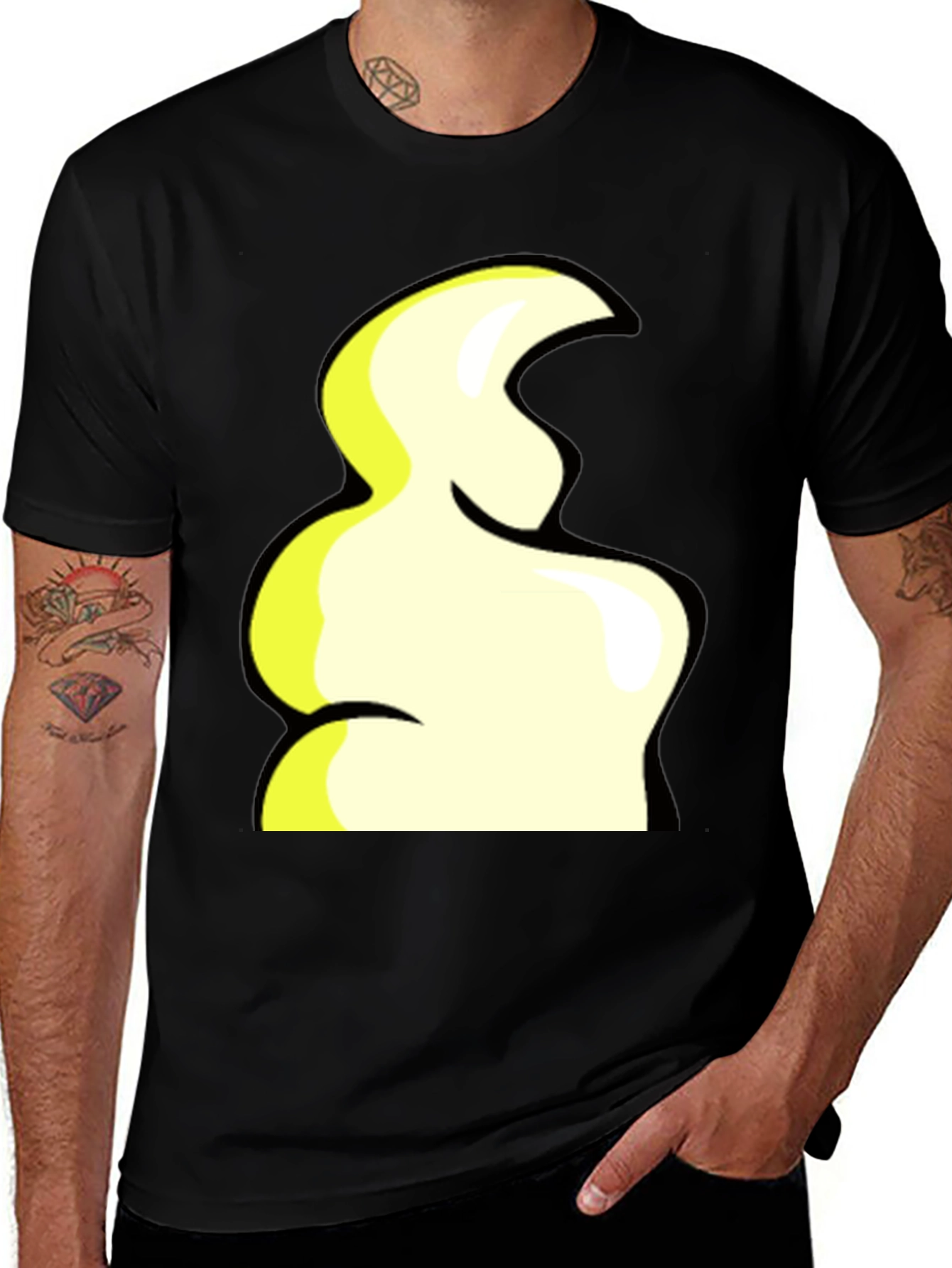 Variant 15 of Abstract Yellow Shape Black T-Shirt