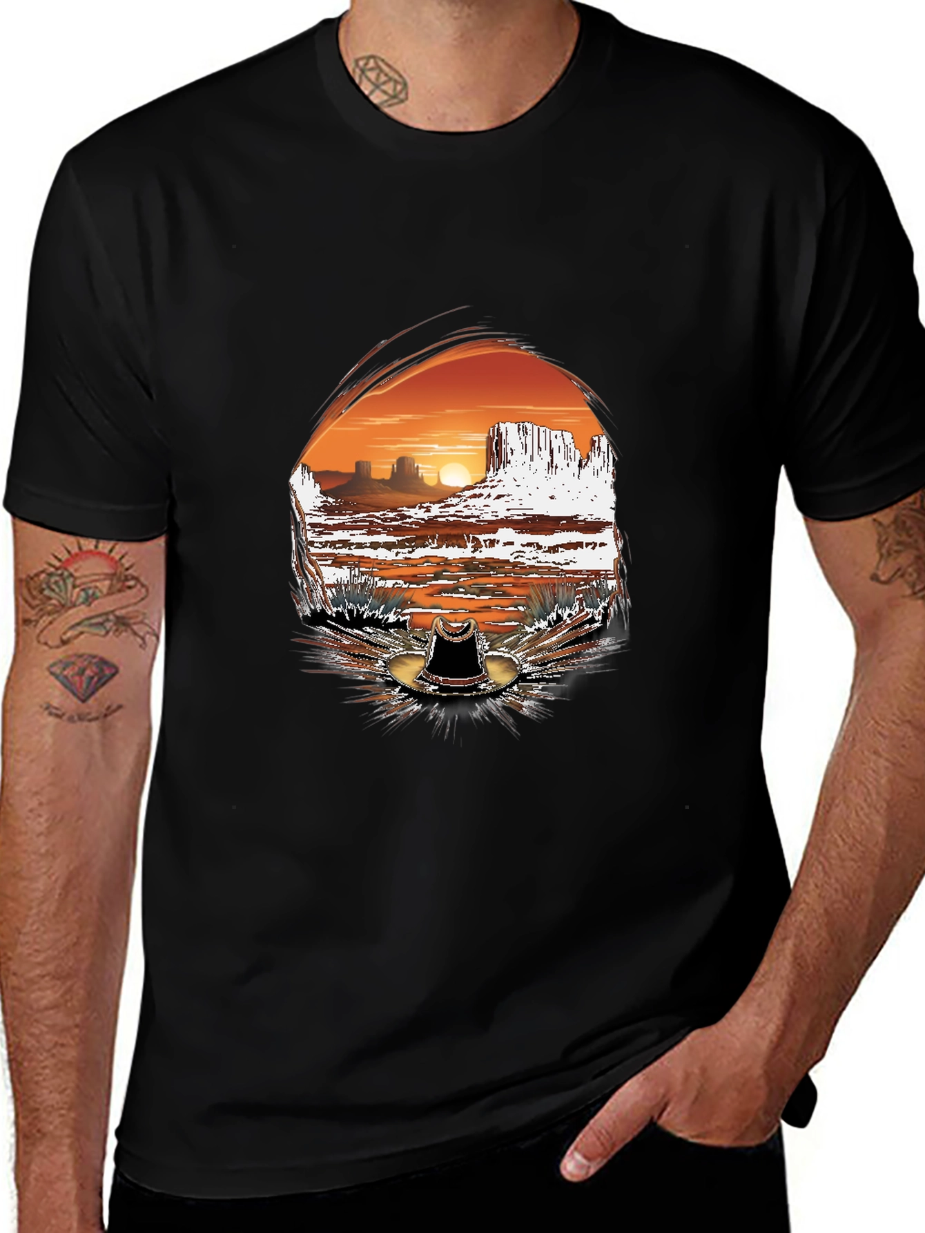 Variant 6 of Desert Sunset Graphic Tee - Western Style