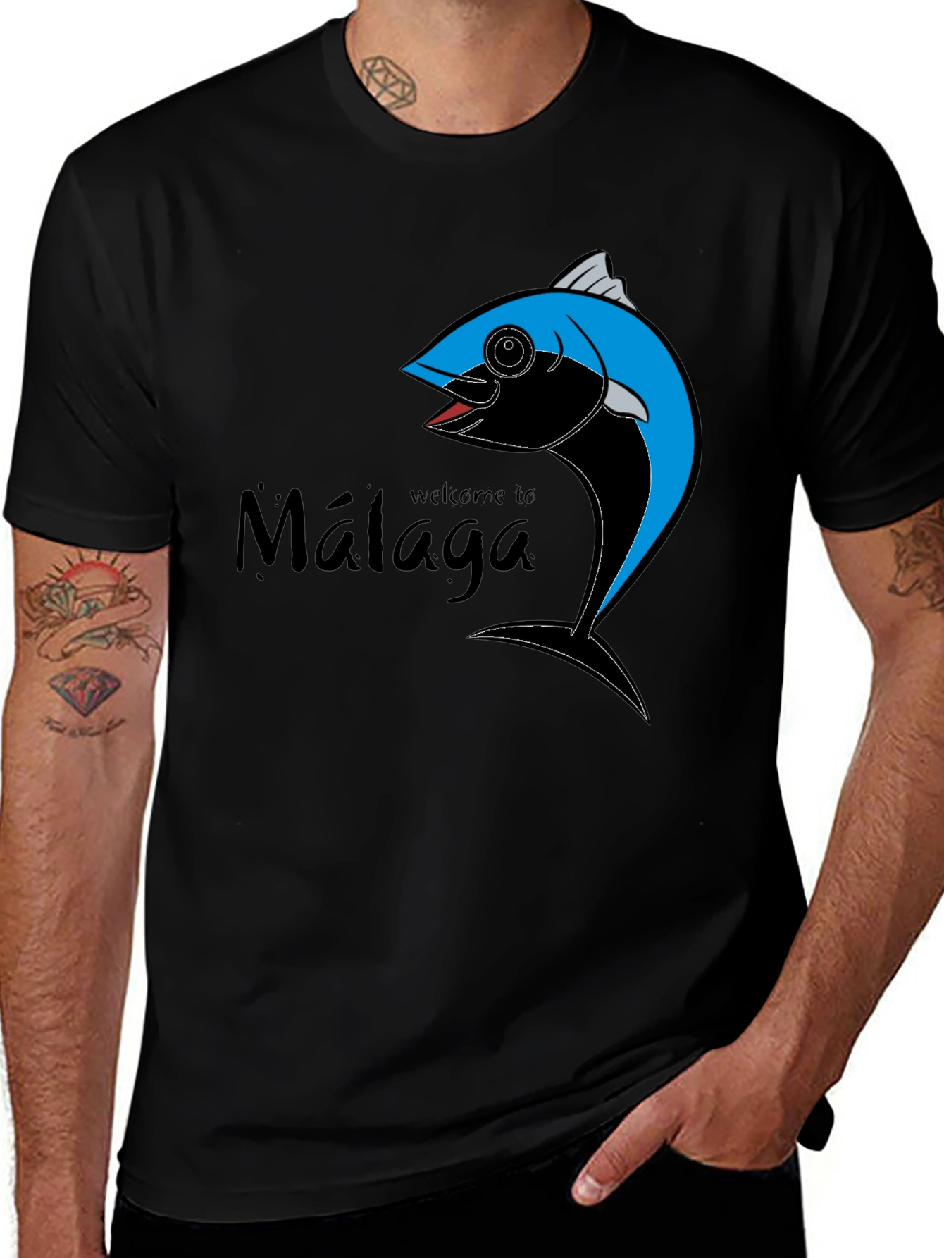 Welcome to Malaga Fish Graphic T-Shirt