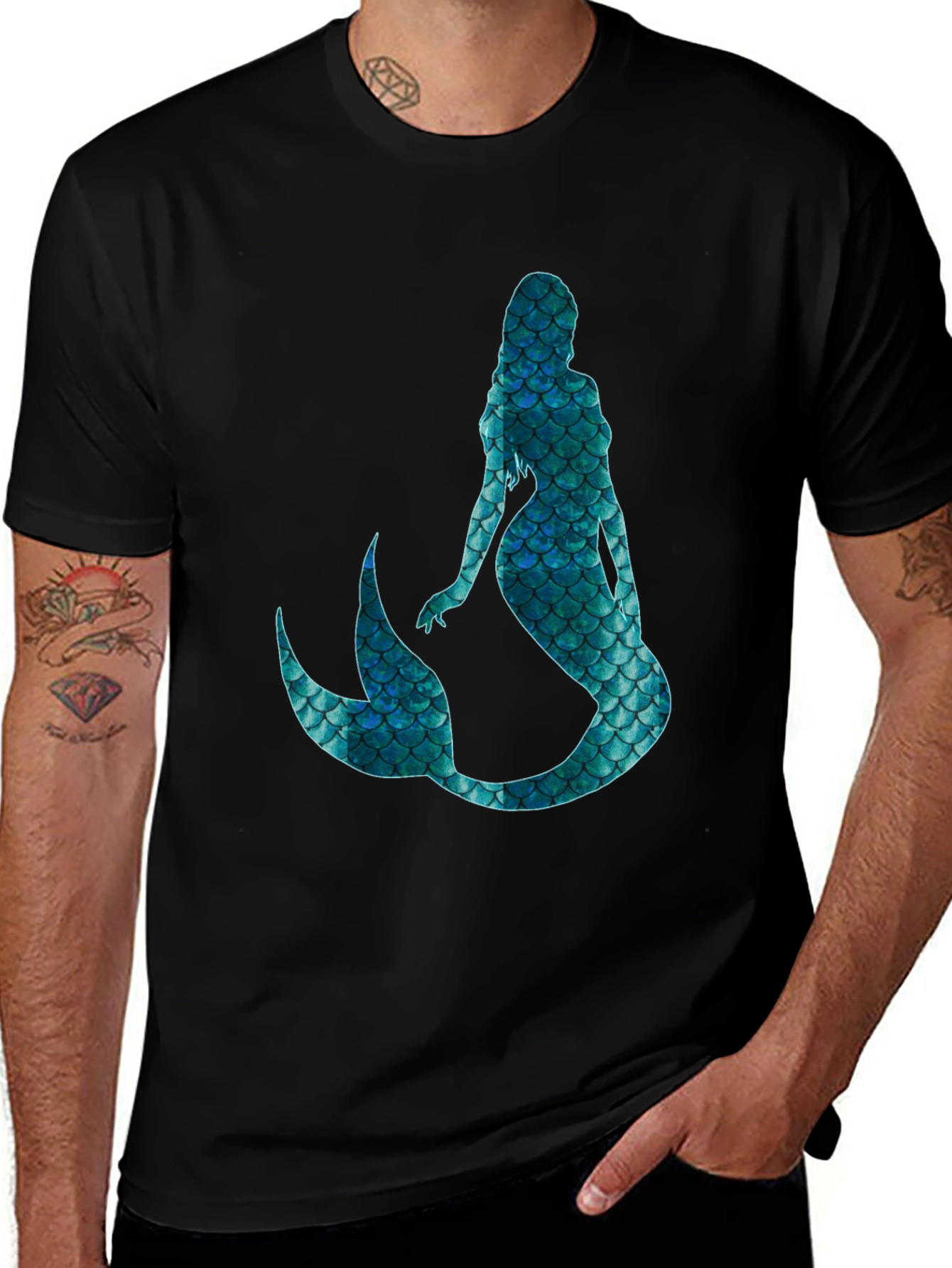 Variant 2 of Mystic Mermaid Scale Graphic Black T-Shirt