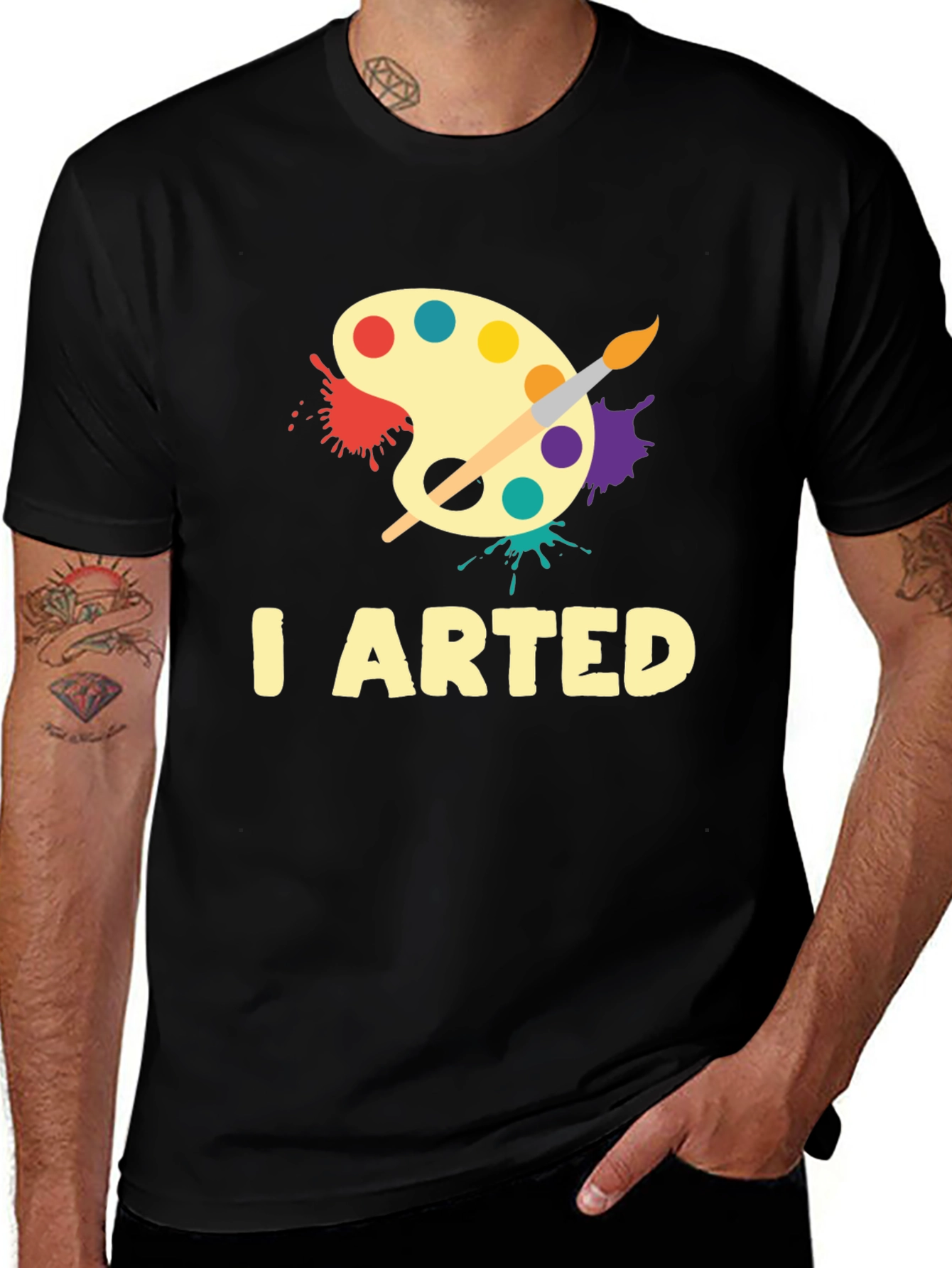 Variant 16 of I Arted Black Graphic T-Shirt, Artist Palette Tee