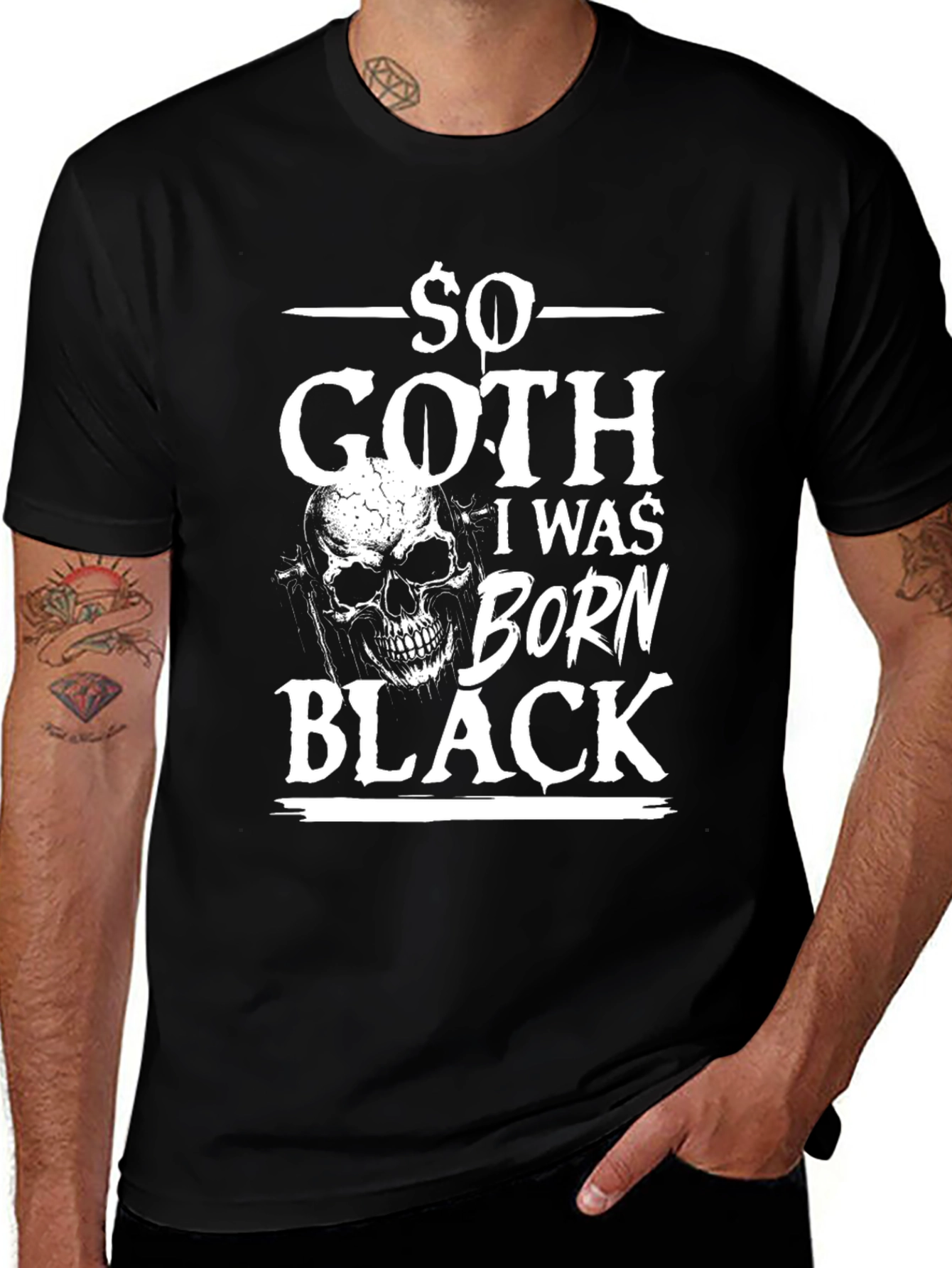 So Goth I was Born Black T-Shirt - Skull Graphic Tee