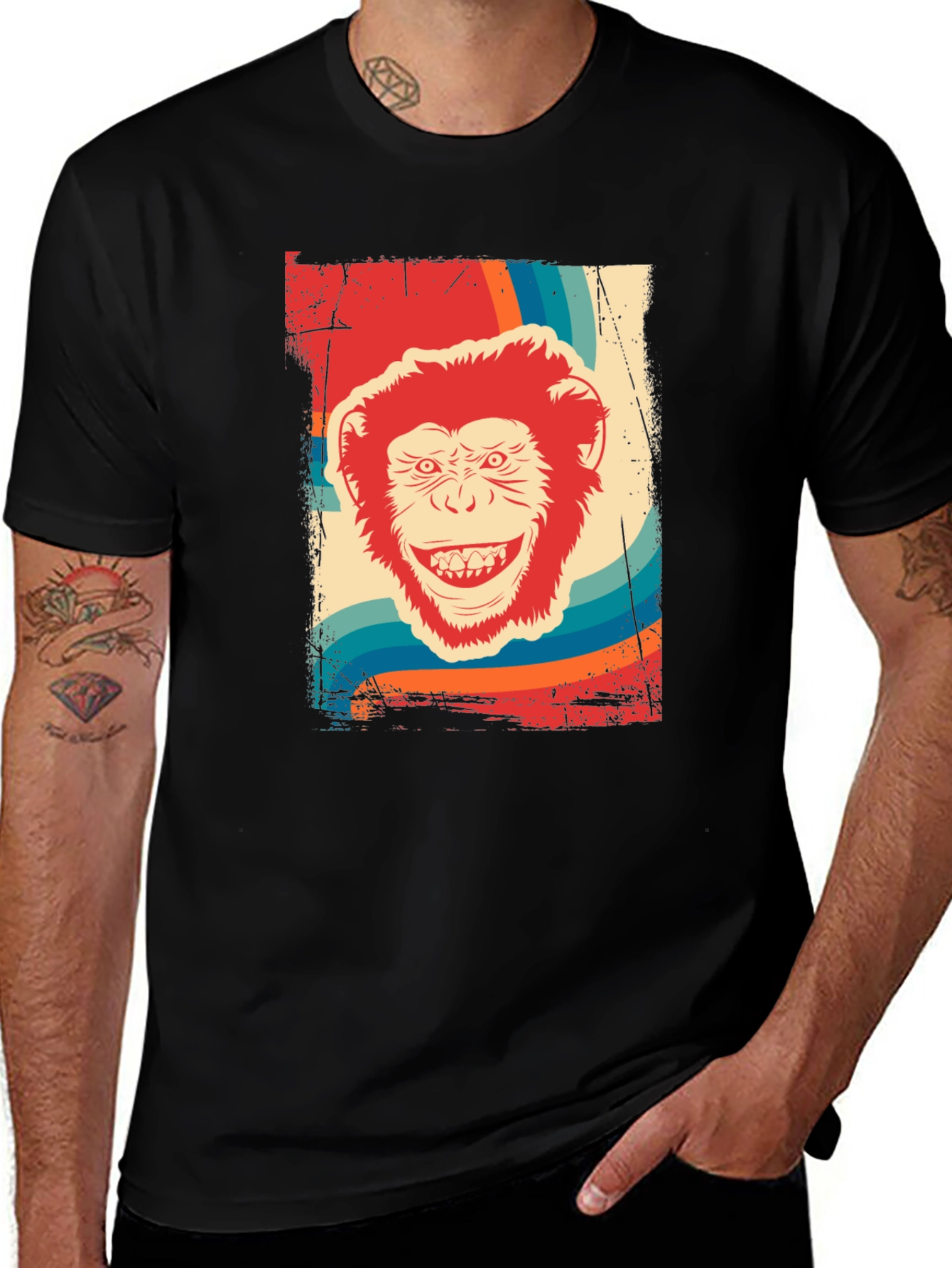 Retro Monkey Graphic Tee - Vintage Style T-Shirt