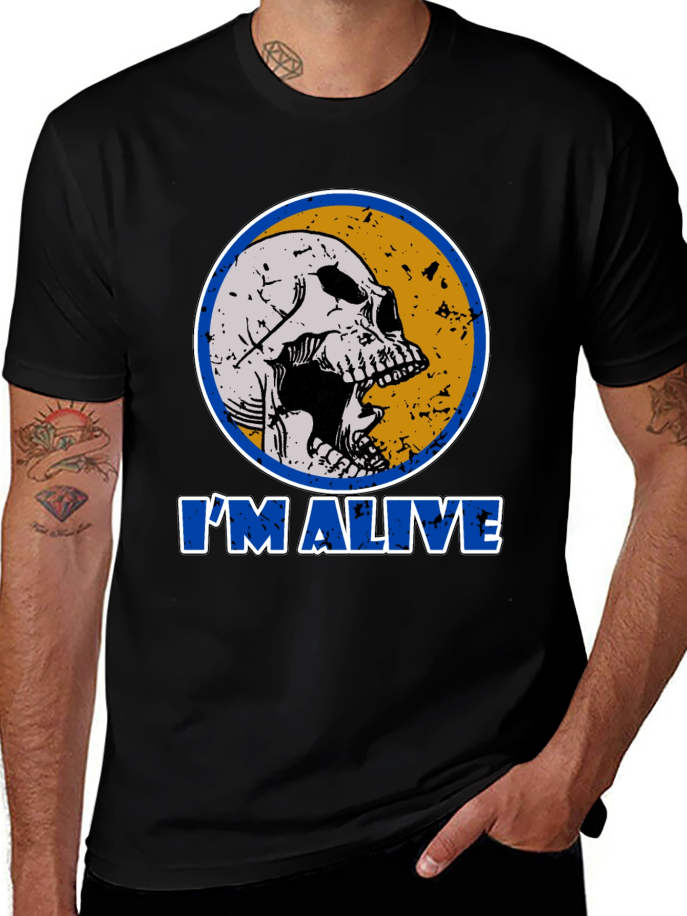 Variant 19 of I'm Alive Skull Graphic Print Men's T-Shirt