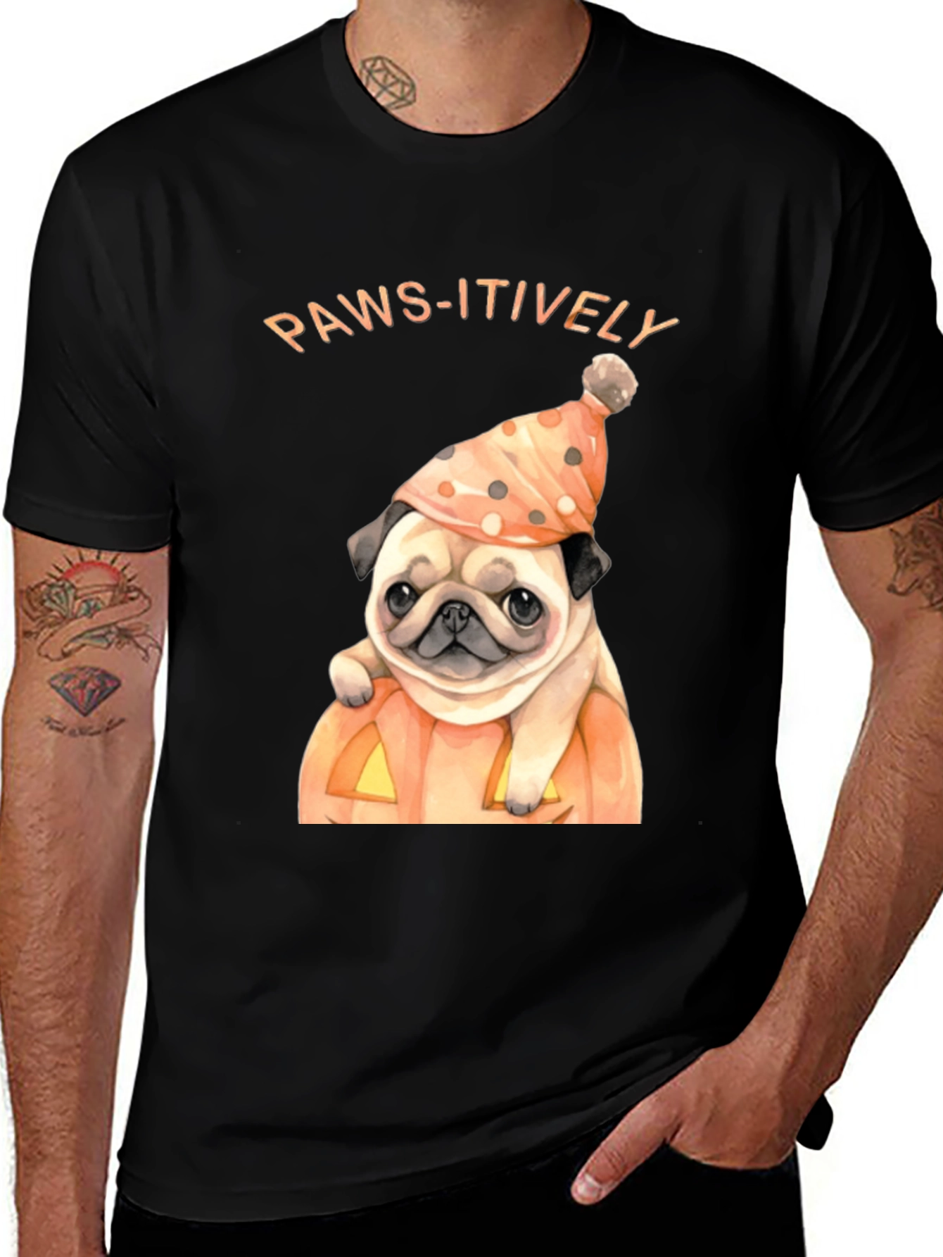 Variant 2 of Paws-itively Halloween Pug T-Shirt