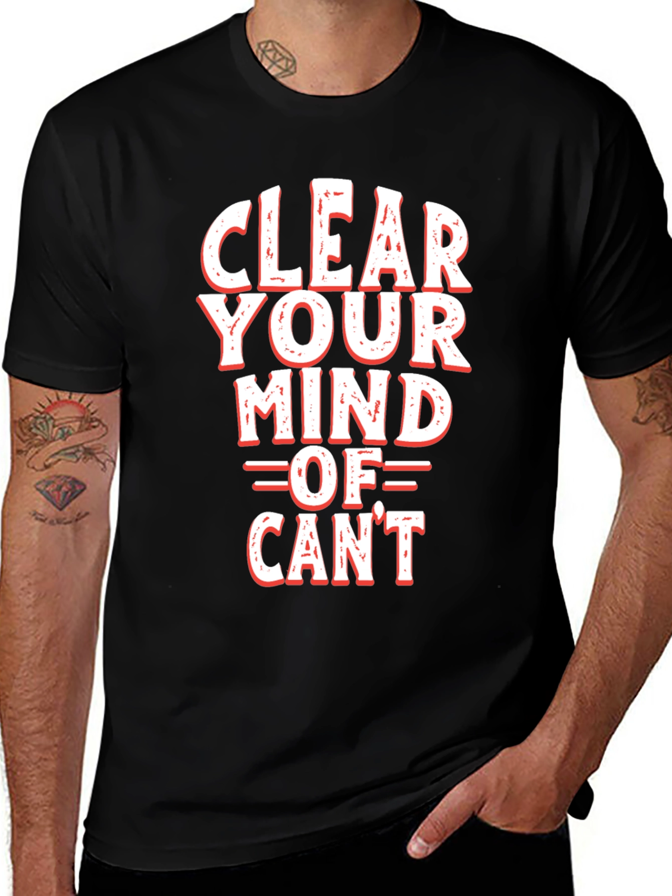 Variant 5 of Clear Your Mind Black Graphic Tee - Motivational T-Shirt