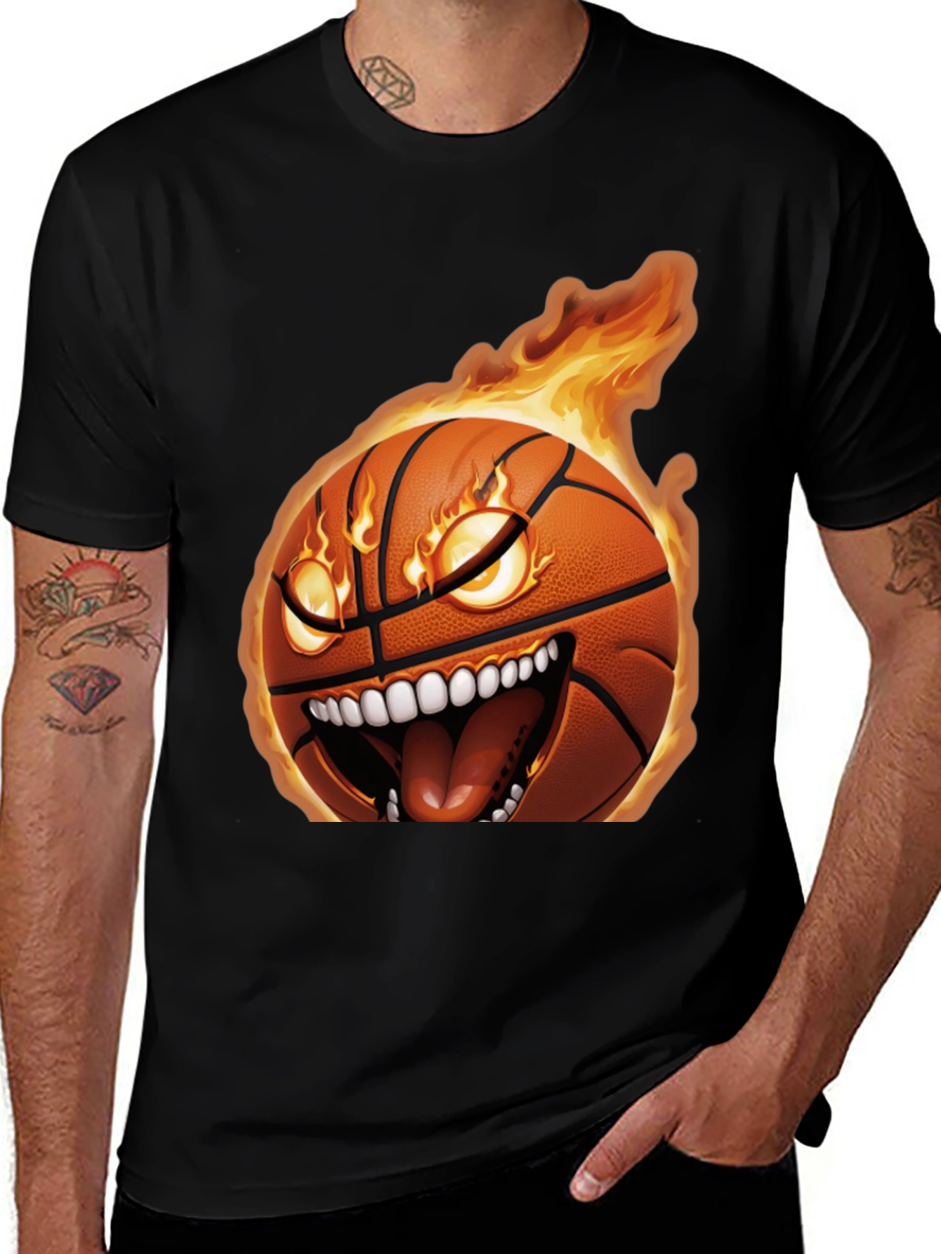 Variant 24 of Fiery Basketball Graphic Tee - Novelty Sportswear
