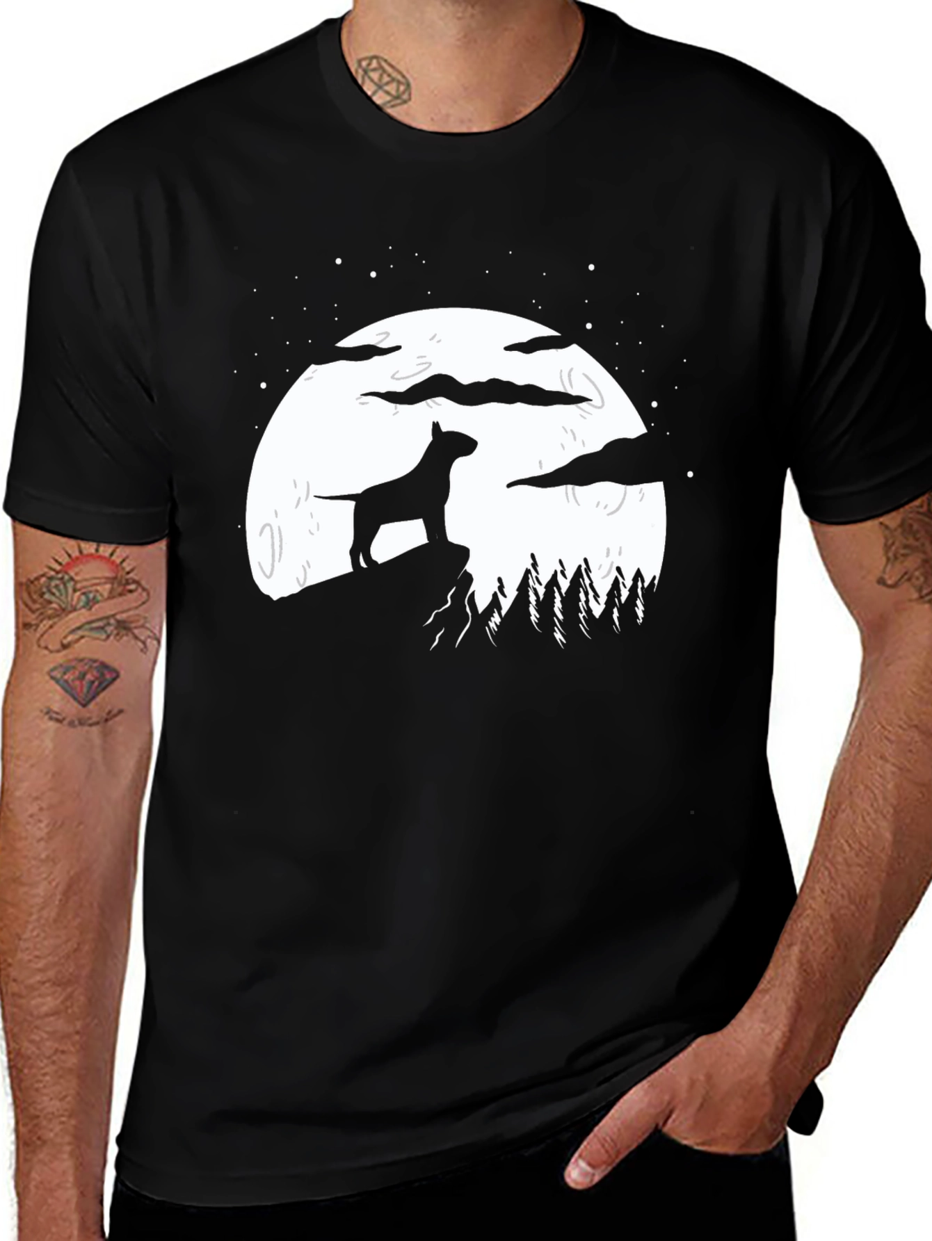 Variant 5 of Dog Silhouette Moon Graphic T-Shirt