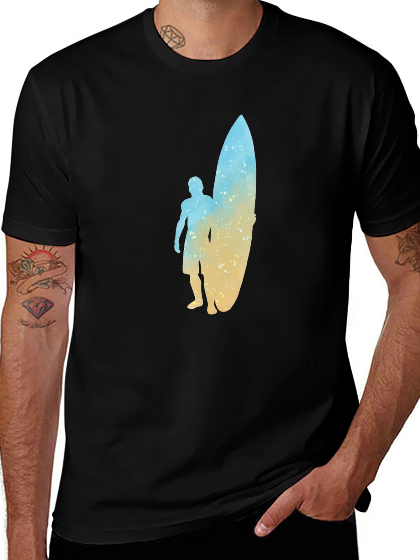 Variant 14 of Surfer Silhouette Black T-Shirt
