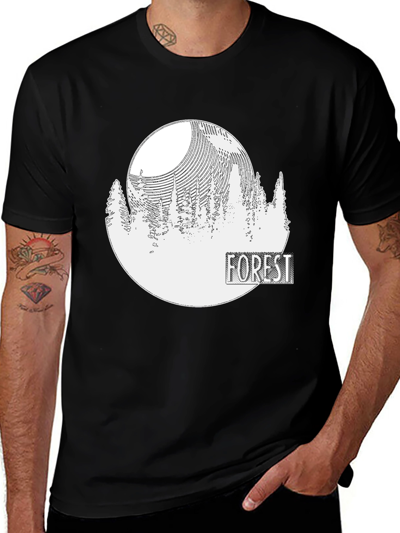 Variant 4 of Men's Forest Graphic Print Crew Neck T-Shirt