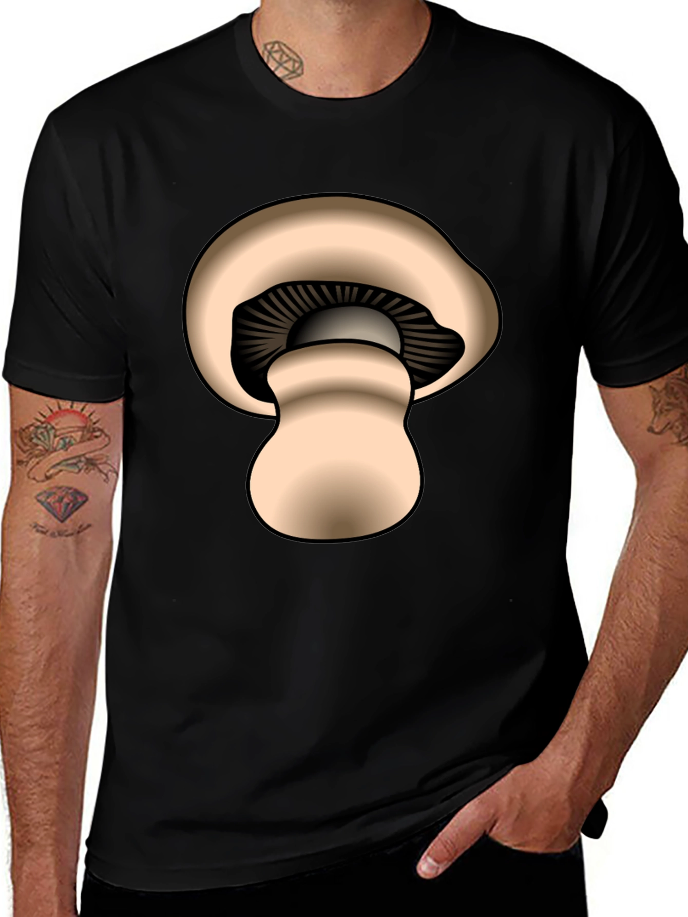 Variant 13 of Mushroom Graphic Black T-Shirt