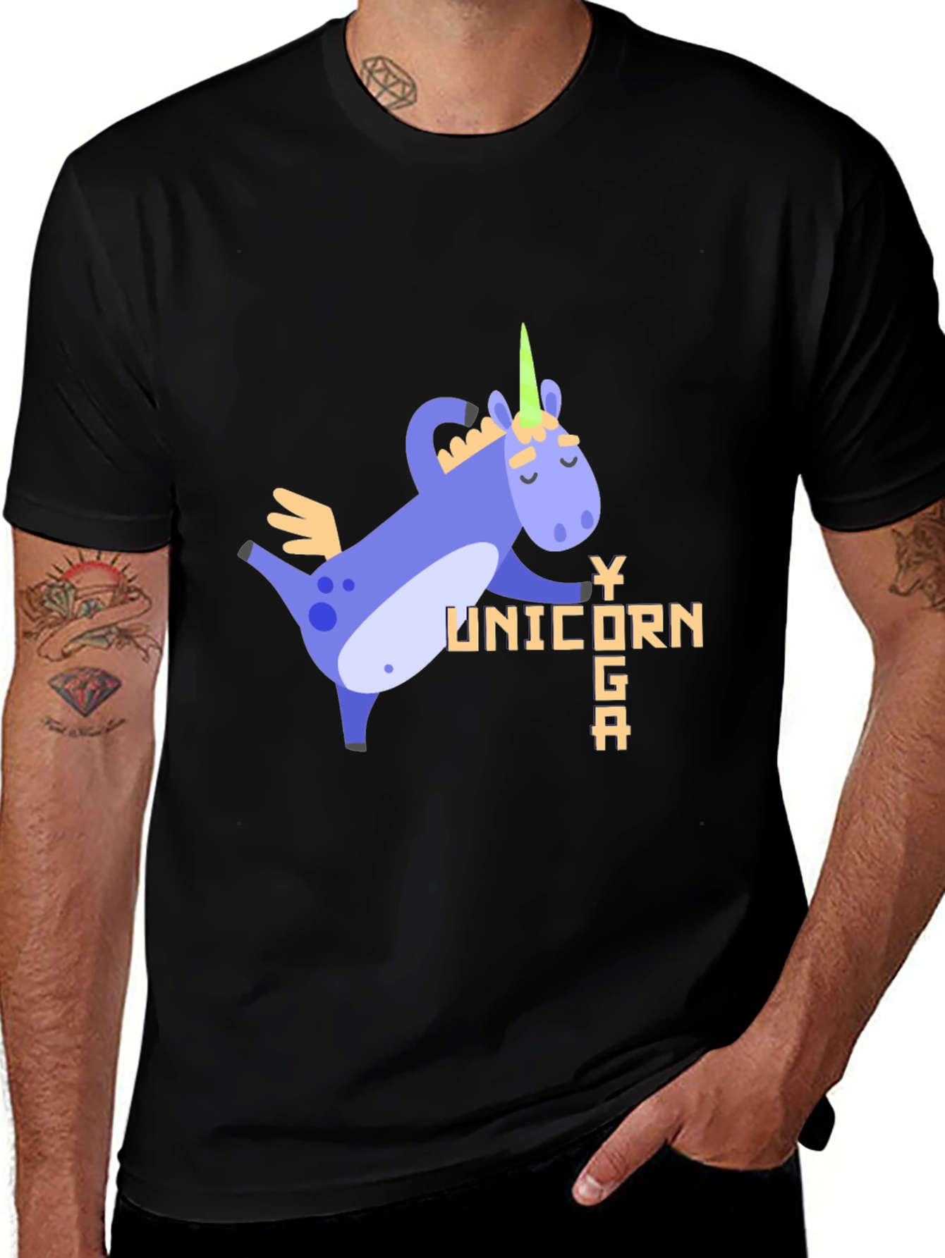 Variant 19 of Unicorn Yoga Black T-Shirt