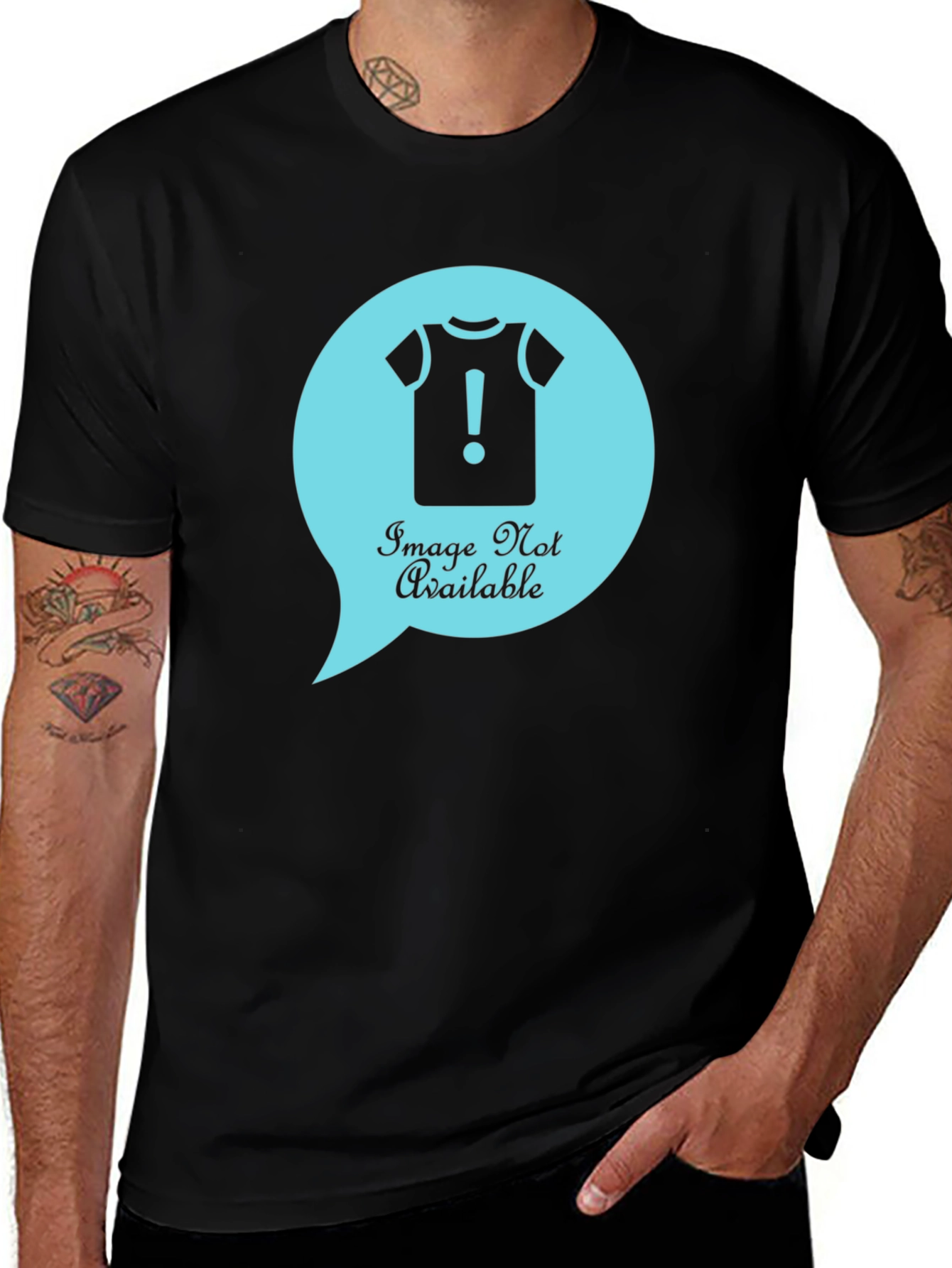 Variant 8 of Men's Black Short Sleeve Crew Neck T-Shirt