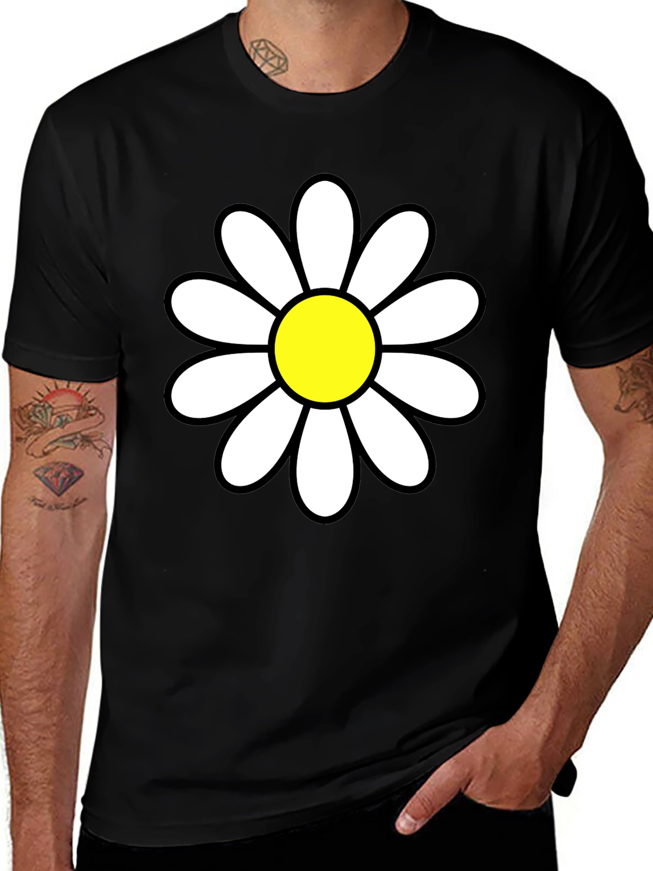 Variant 29 of Daisy Graphic Tee - Black Cotton T-Shirt