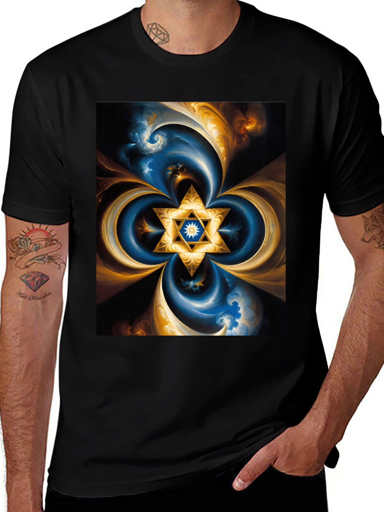 Variant 3 of Abstract Star of David T-Shirt - Black