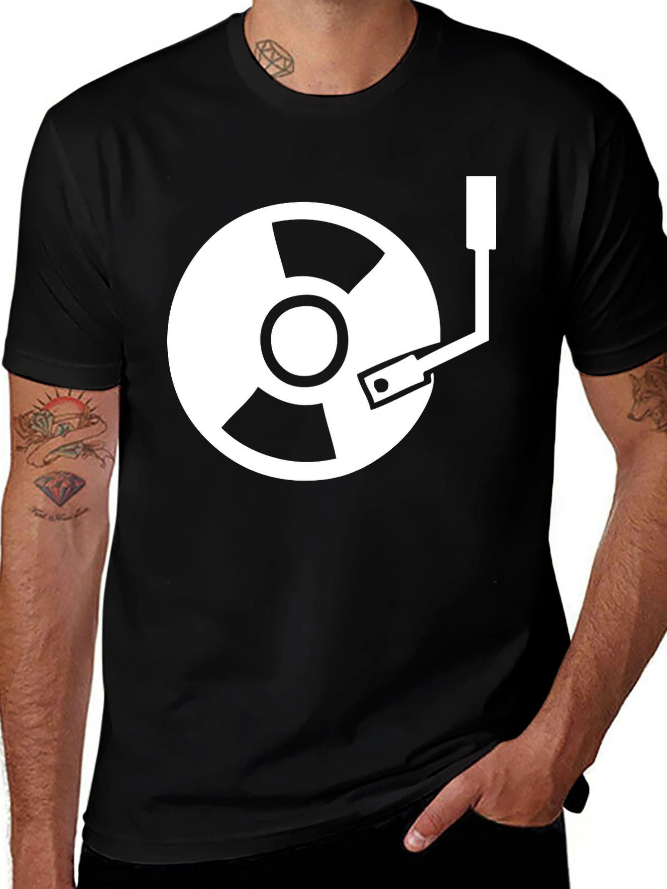 Variant 27 of DJ Record Graphic T-Shirt - Black Cotton Blend