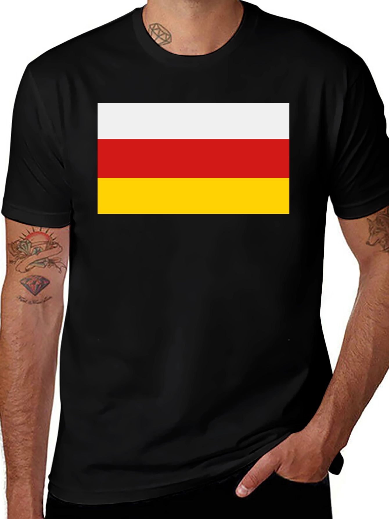 South Ossetia Flag T-Shirt - Black Cotton Tee