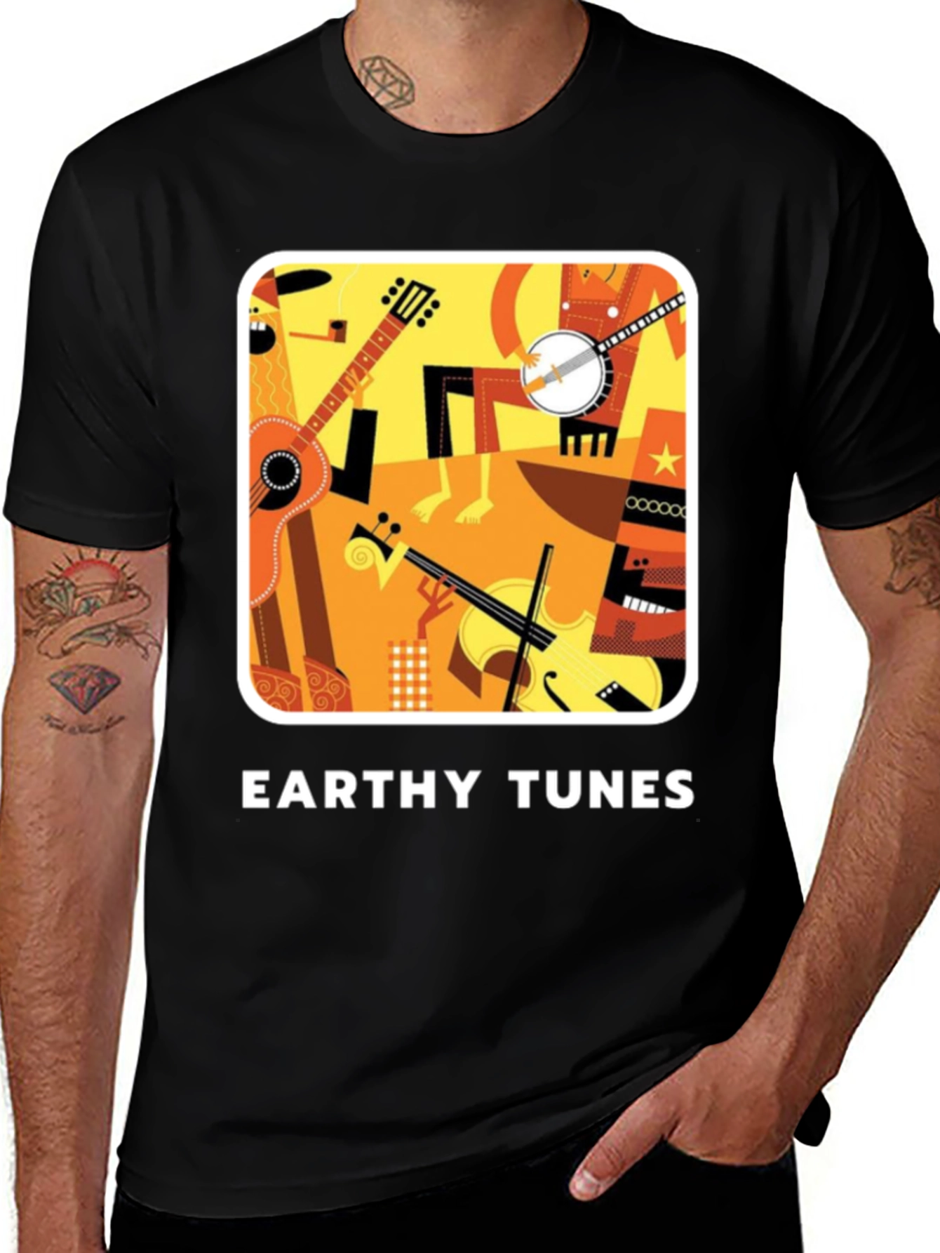 Variant 28 of Earthy Tunes Black Graphic Tee