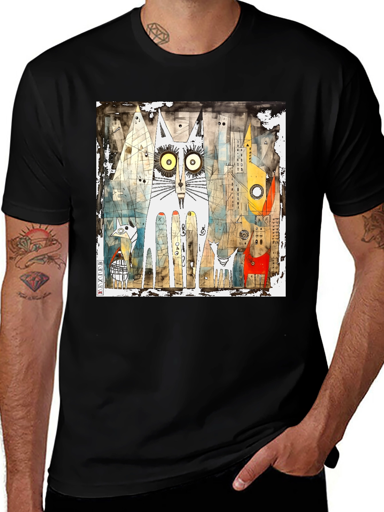 Variant 9 of Urban Cat Art Graphic T-Shirt