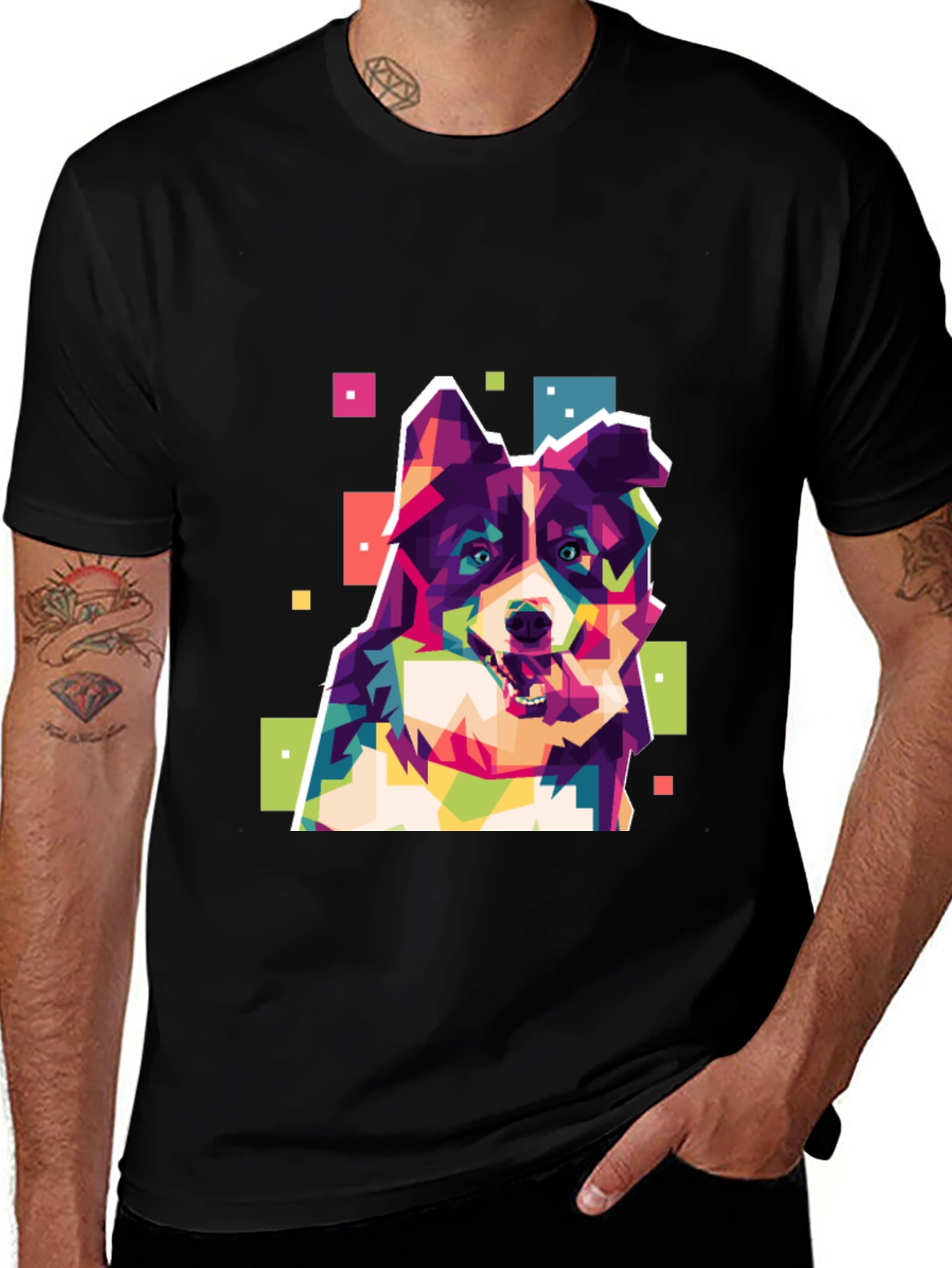 Variant 19 of Geometric Dog Portrait T-Shirt