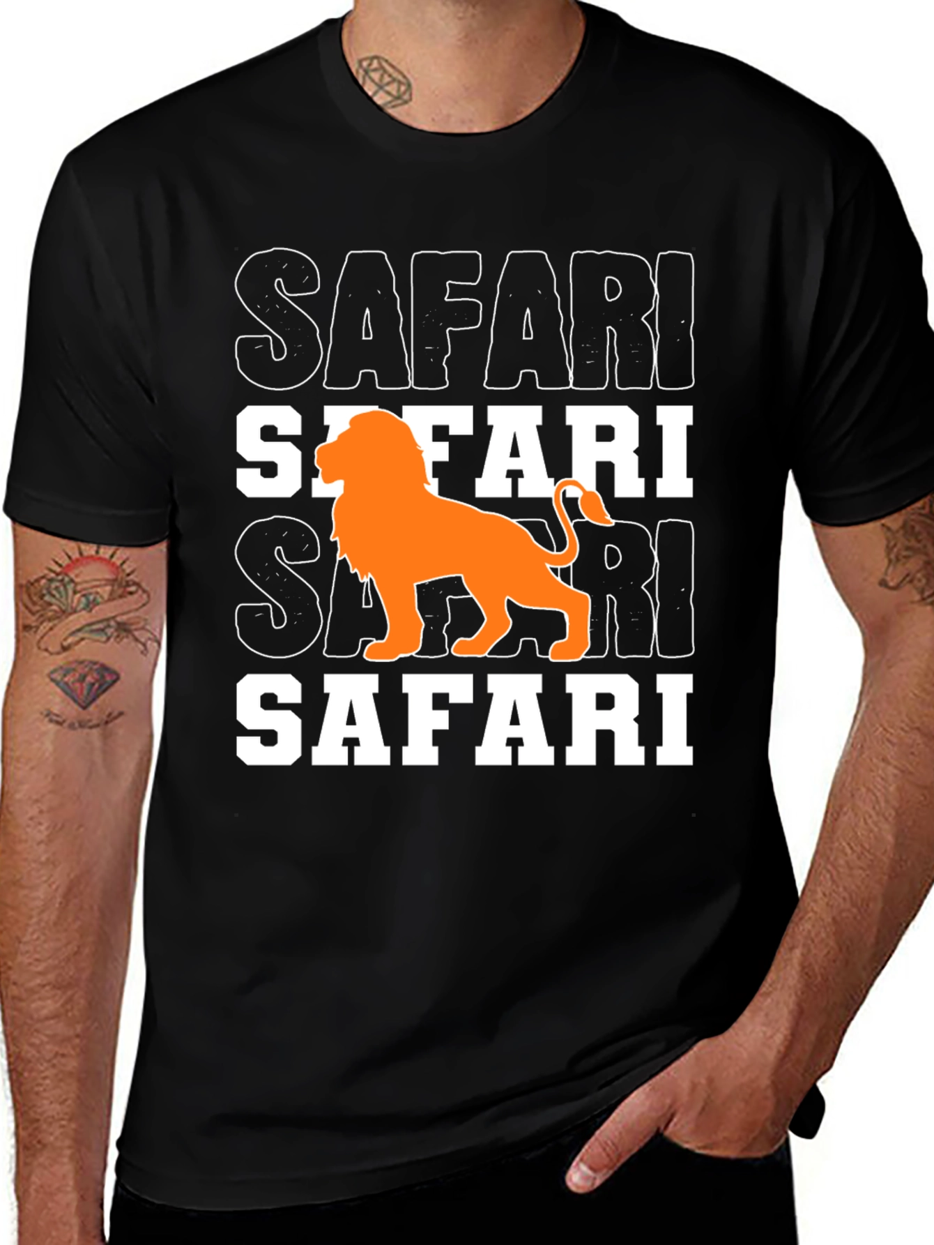 Variant 29 of Safari Lion Graphic T-Shirt - Men's Black Tee