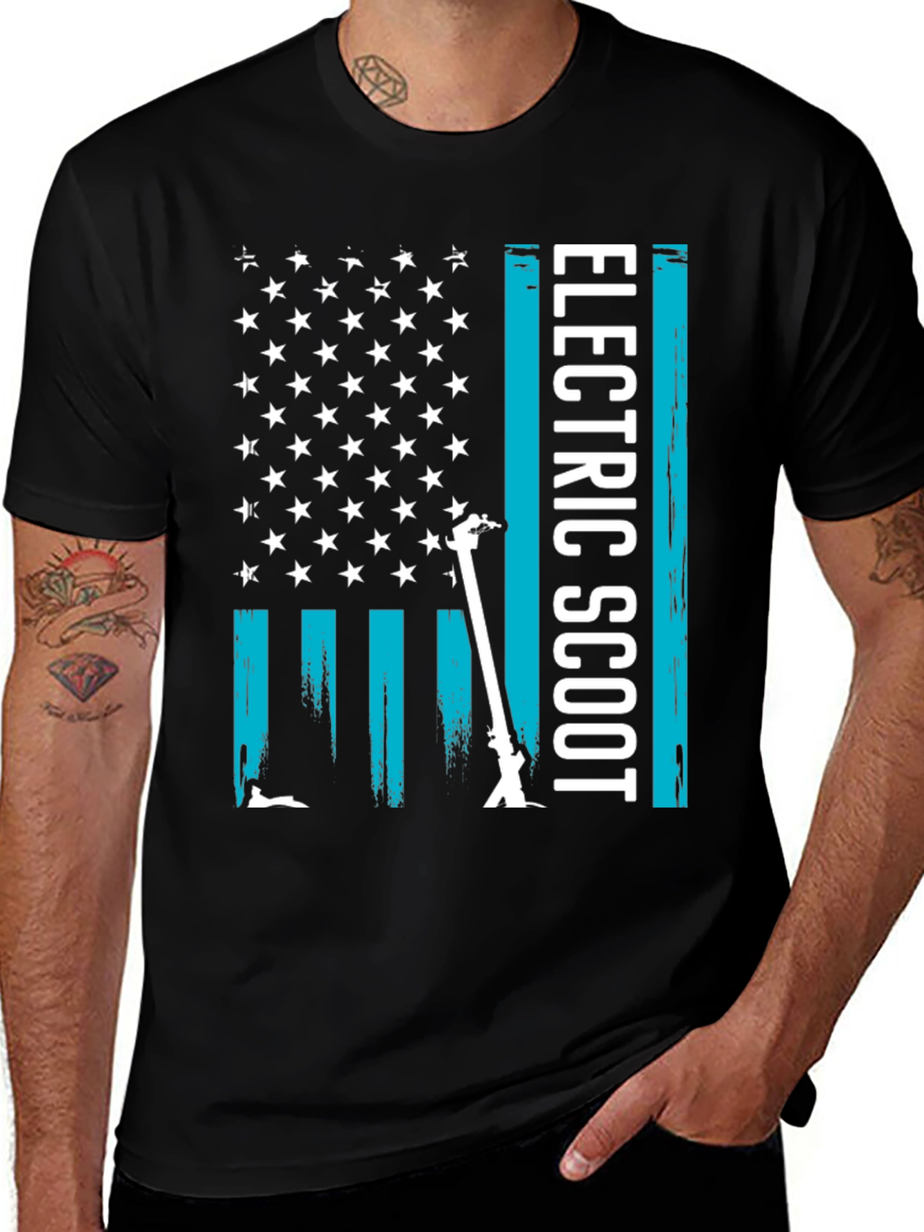 Electric Scooter USA Flag T-Shirt