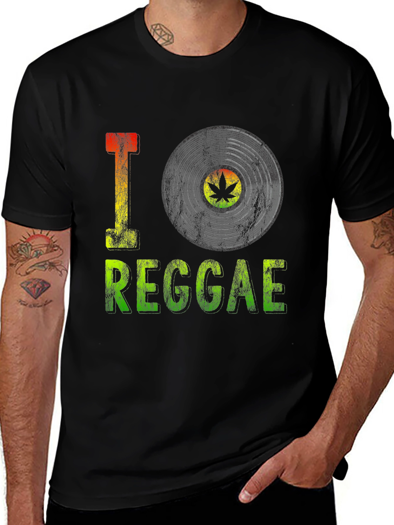 Variant 11 of I Love Reggae T-Shirt - Vinyl Record Design