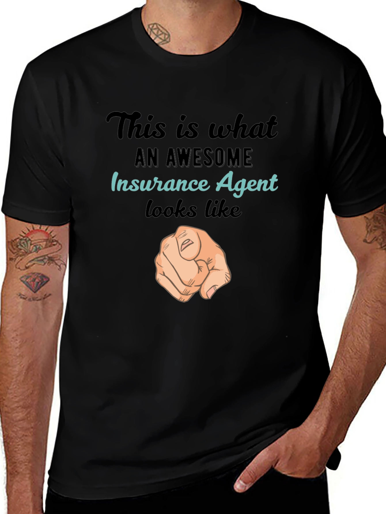 Awesome Insurance Agent T-Shirt - Pointing Finger Design