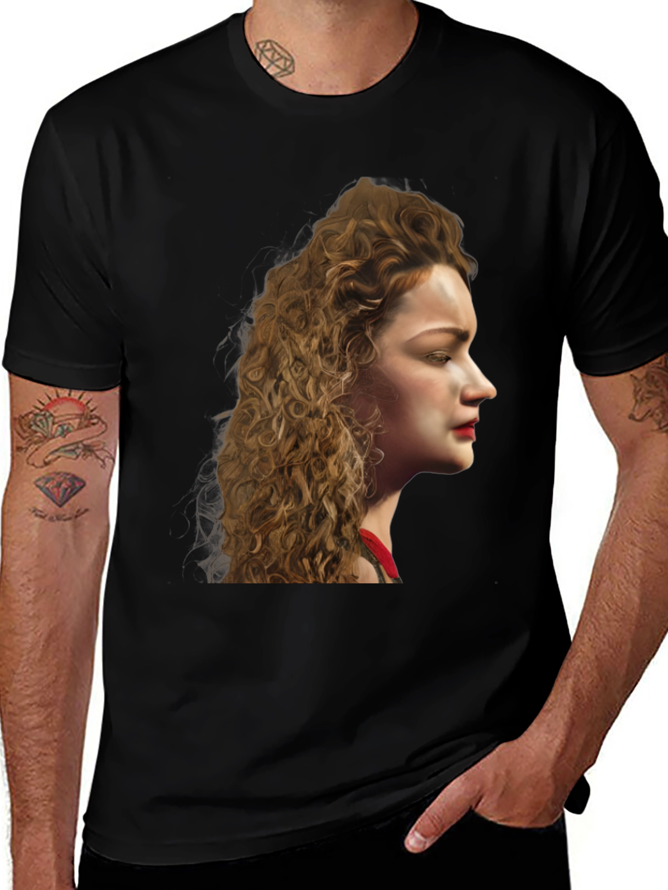 Variant 13 of Woman Portrait Black T-Shirt
