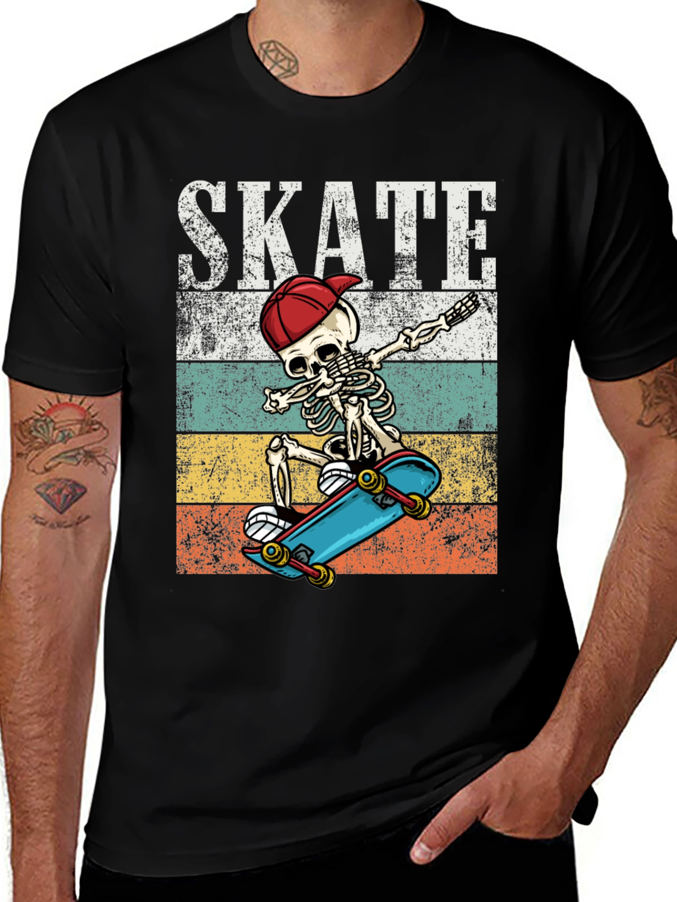 Variant 23 of Skate Skeleton T-Shirt - Retro Skateboarder Tee