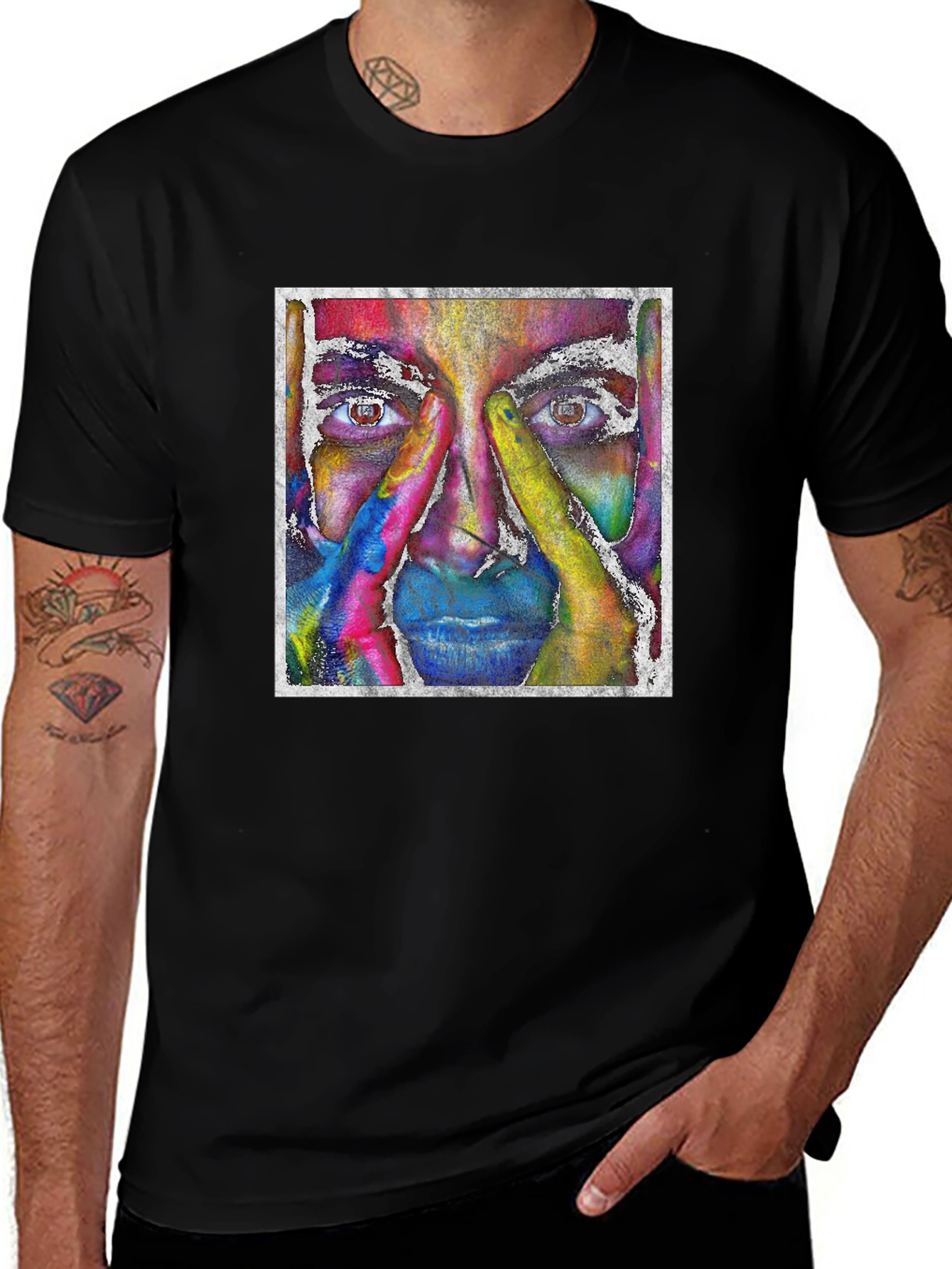 Variant 27 of Abstract Face Graphic Tee - Unique Artistic Design