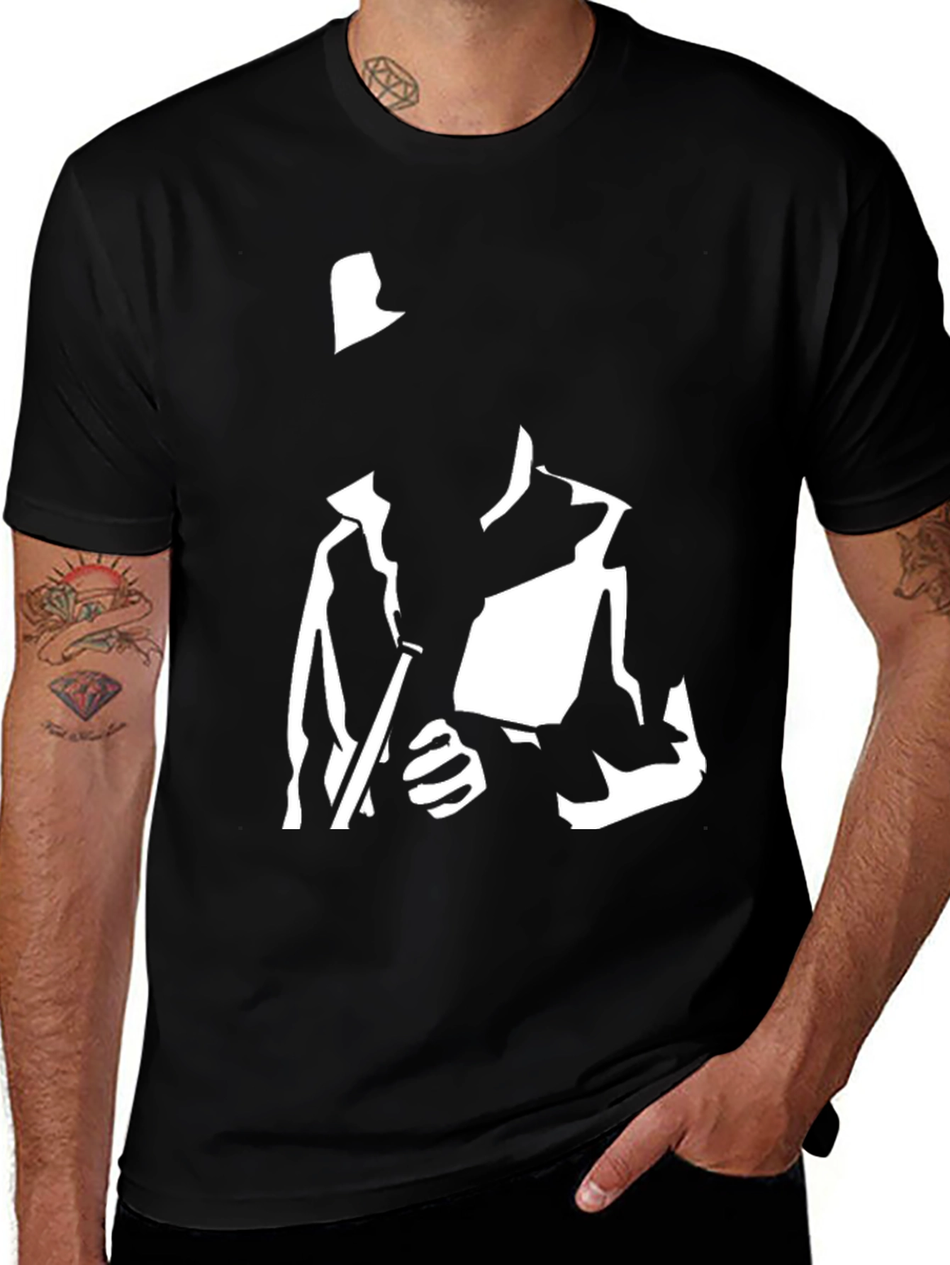 Variant 25 of Black T-Shirt with Silhouette Graphic