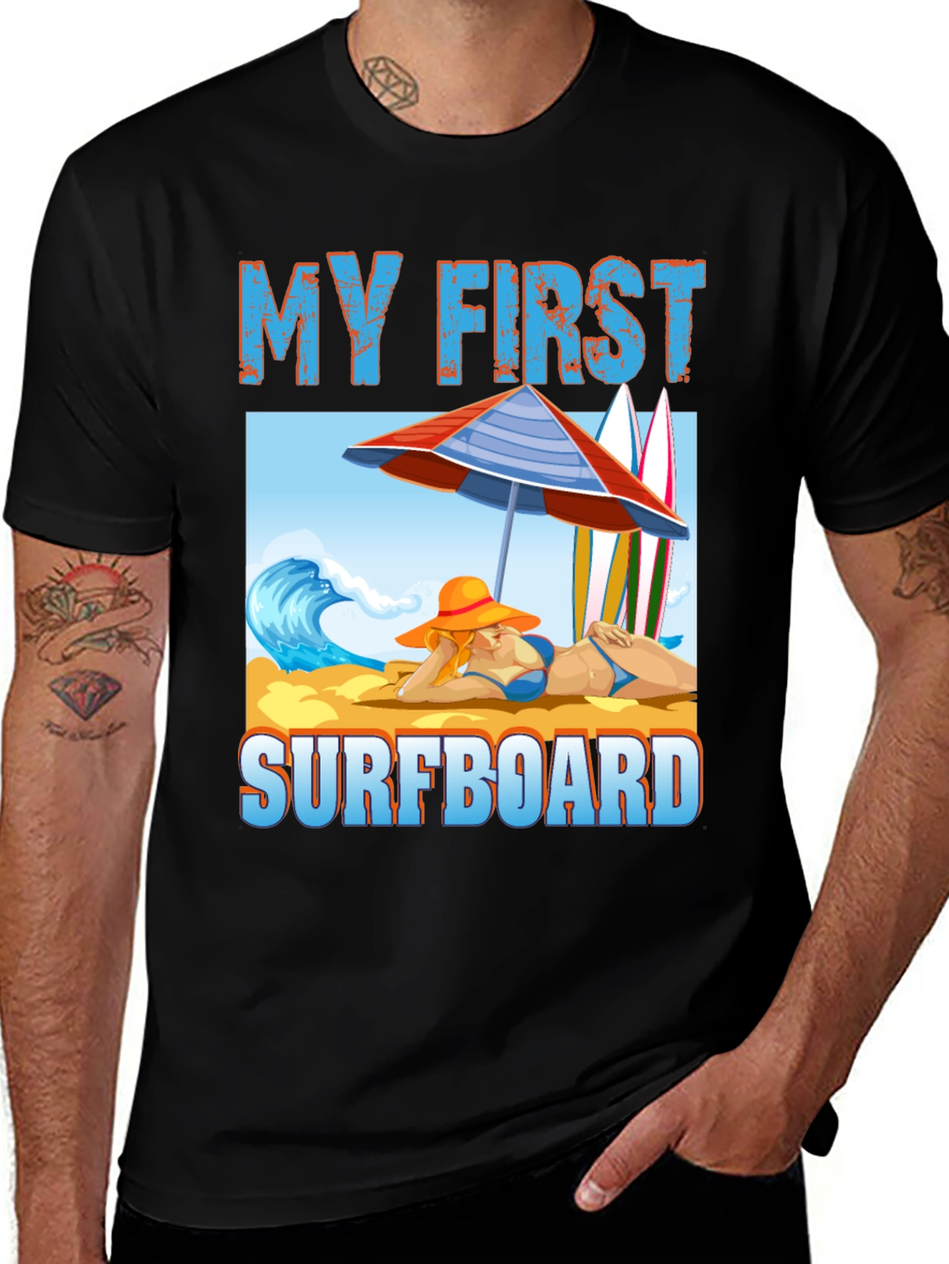 Variant 25 of My First Surfboard Graphic Tee - Summer Beach Vibes