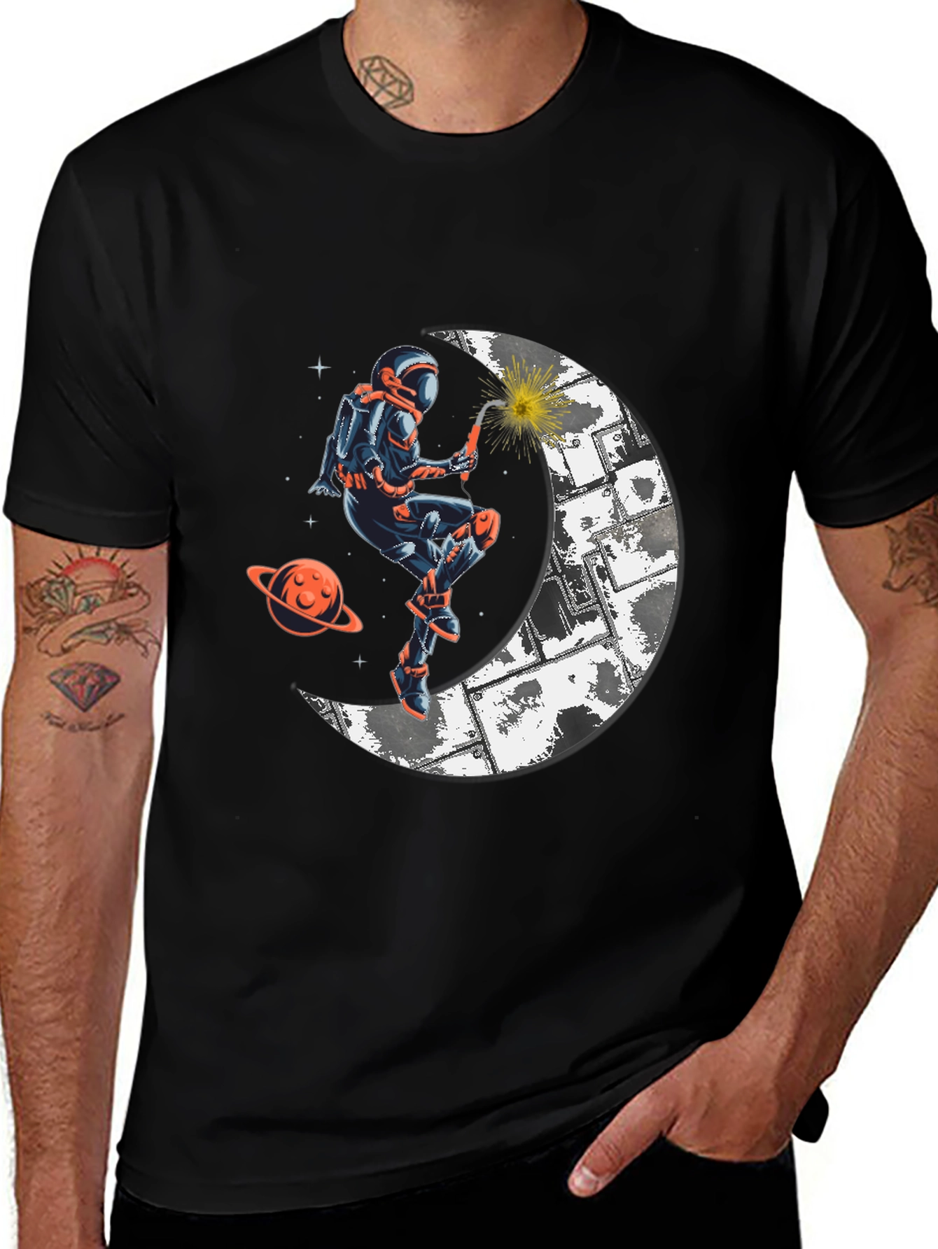 Variant 18 of Astronaut Welding Moon T-Shirt - Space Graphic Tee