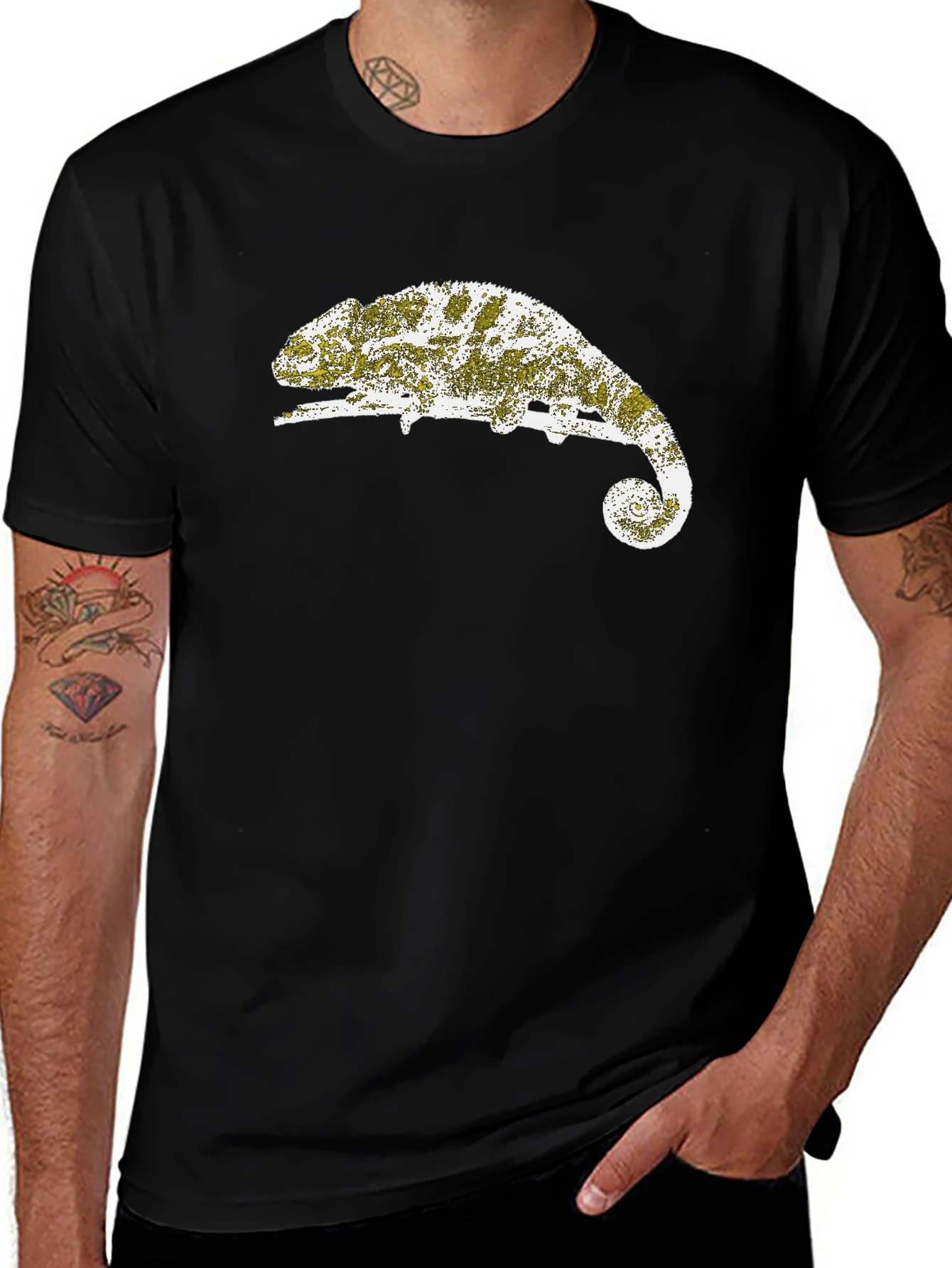 Variant 15 of Chameleon Graphic Tee - Cool Black T-Shirt