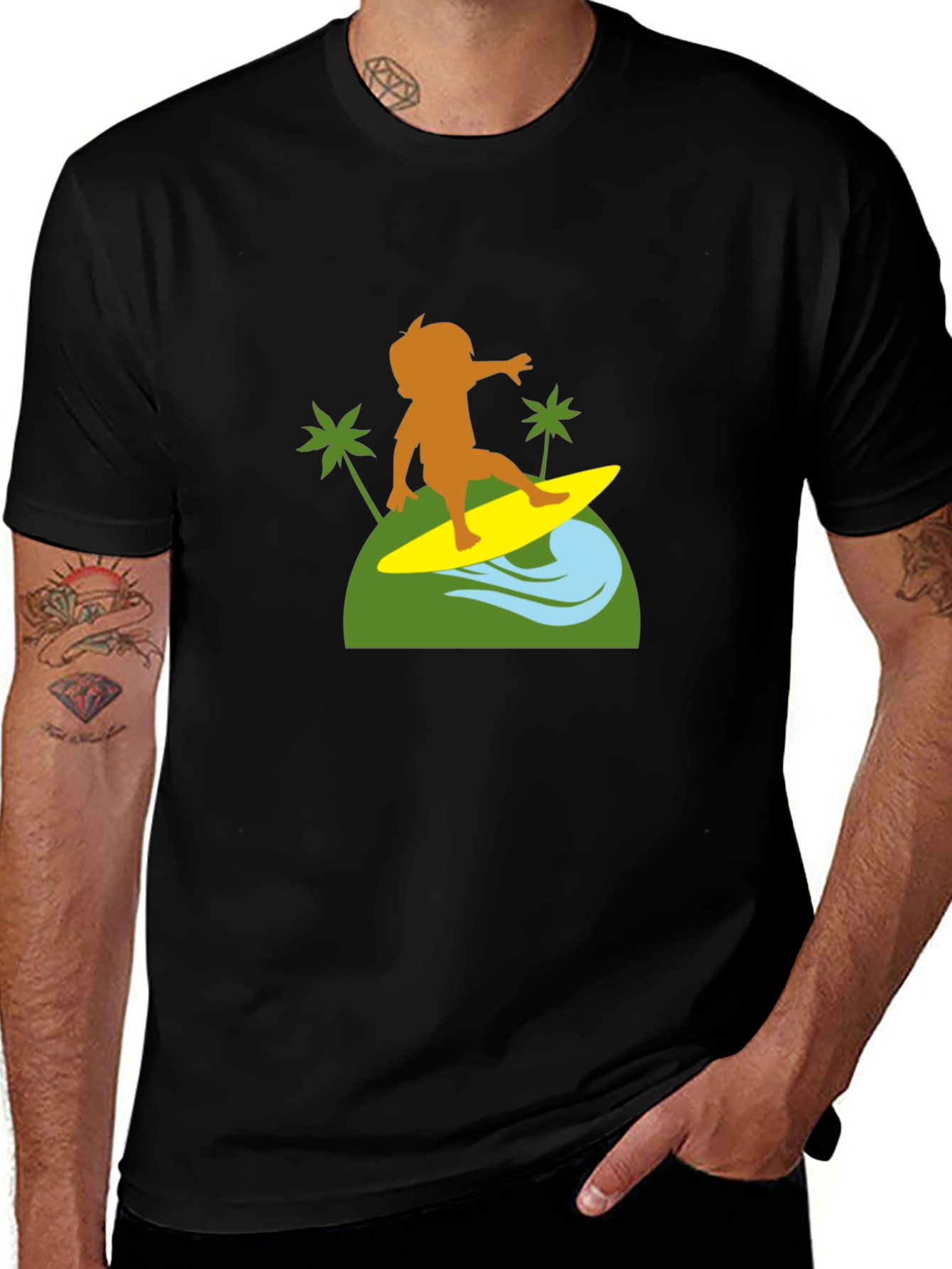 Variant 21 of Surfing Boy Graphic Tee - Black