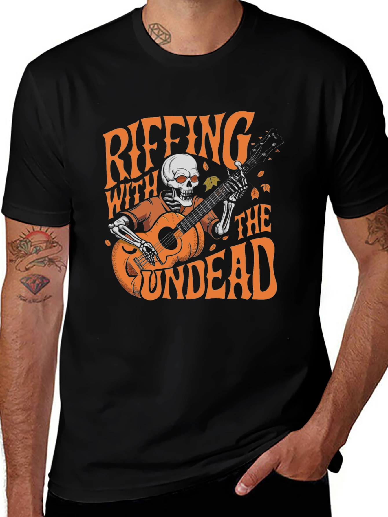 Riffing With The Undead Skeleton Guitarist Graphic Tee
