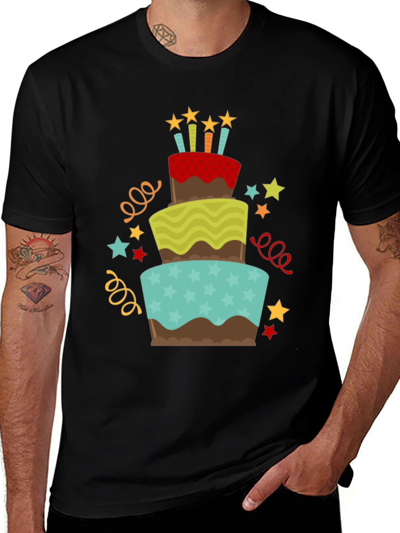 Variant 3 of Birthday Cake Graphic Tee - Celebration Shirt