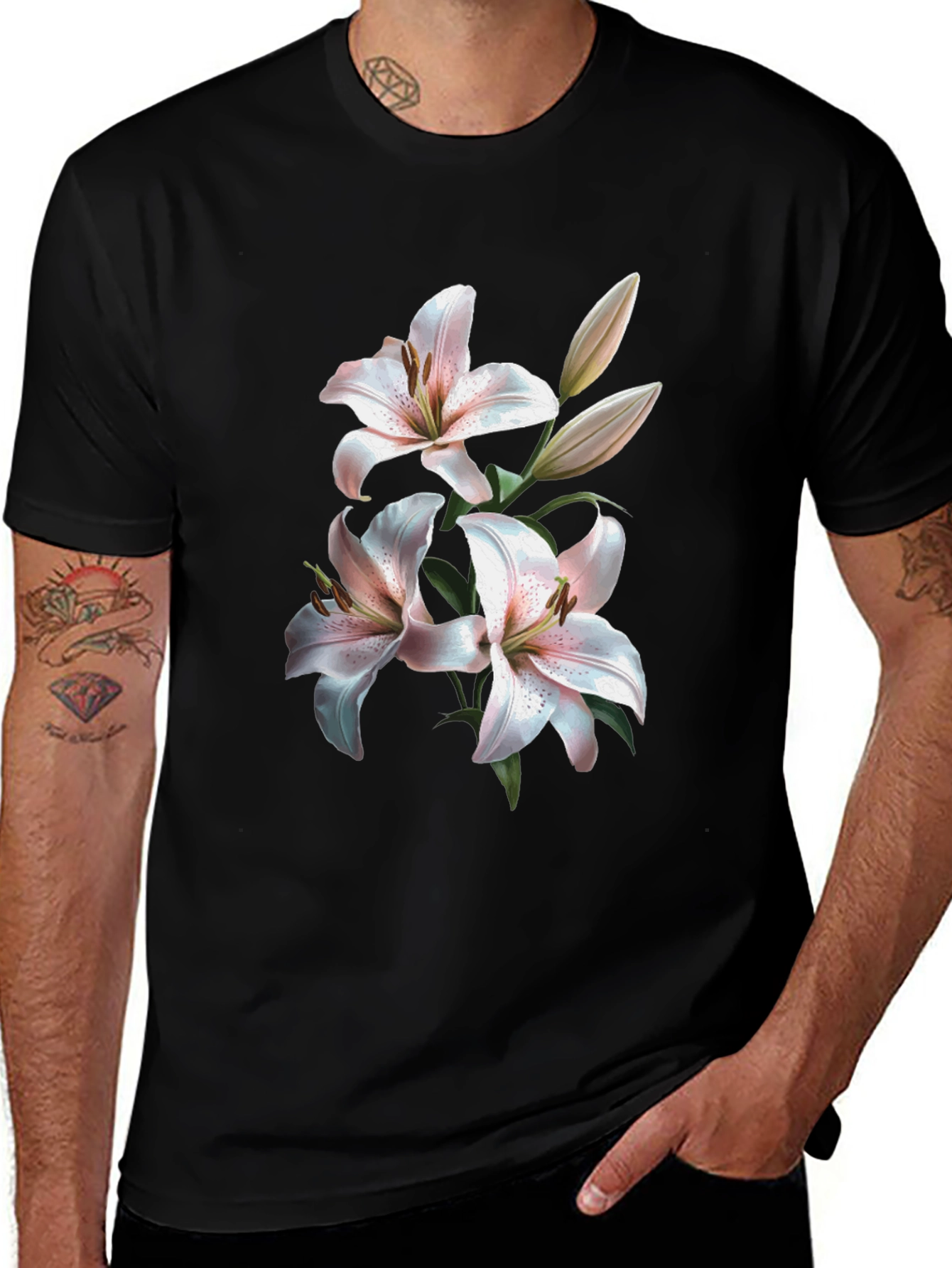 Variant 2 of Floral Lily Graphic T-Shirt - Elegant Casual Wear