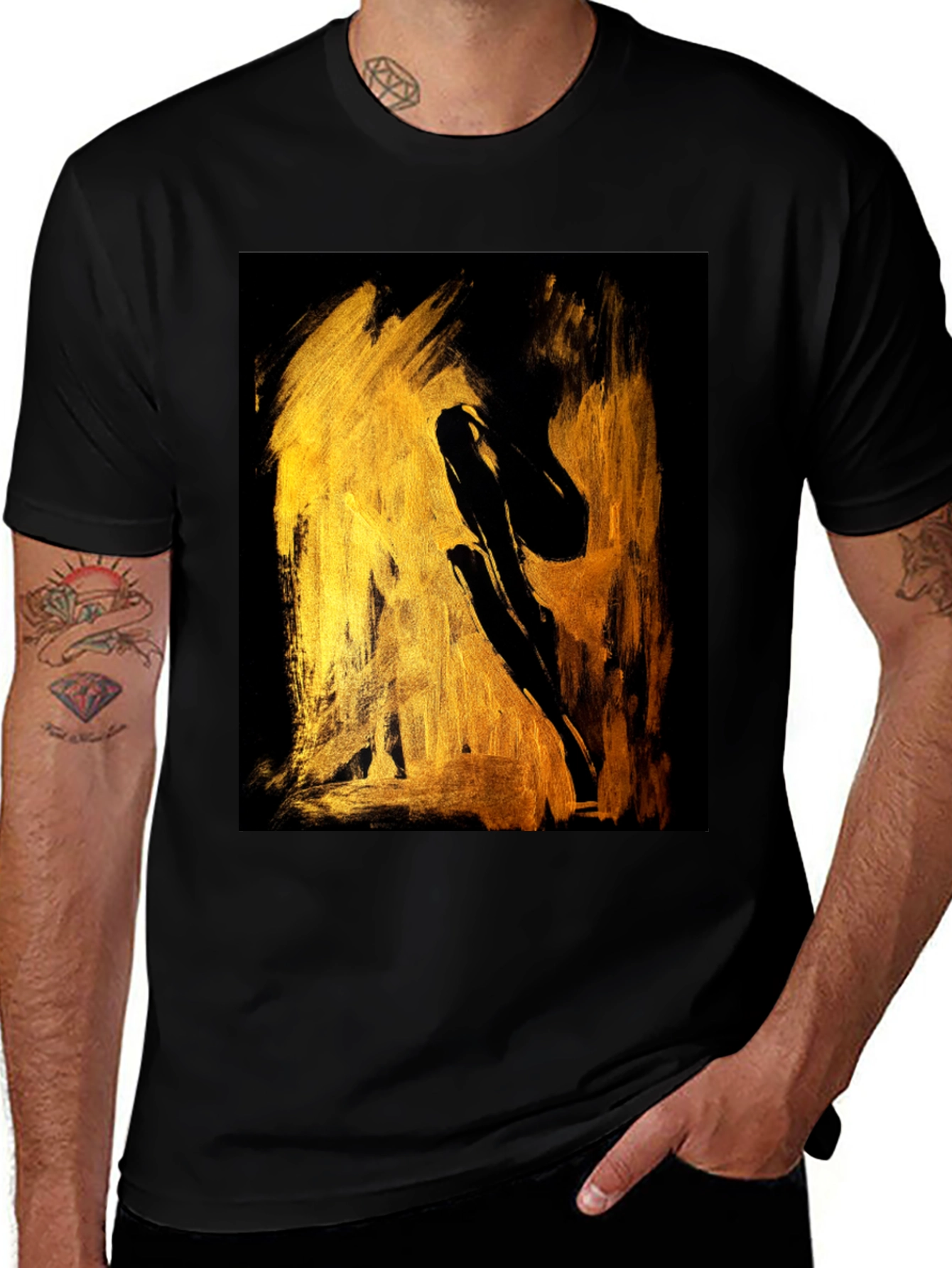 Variant 19 of Abstract Gold Art Black T-Shirt