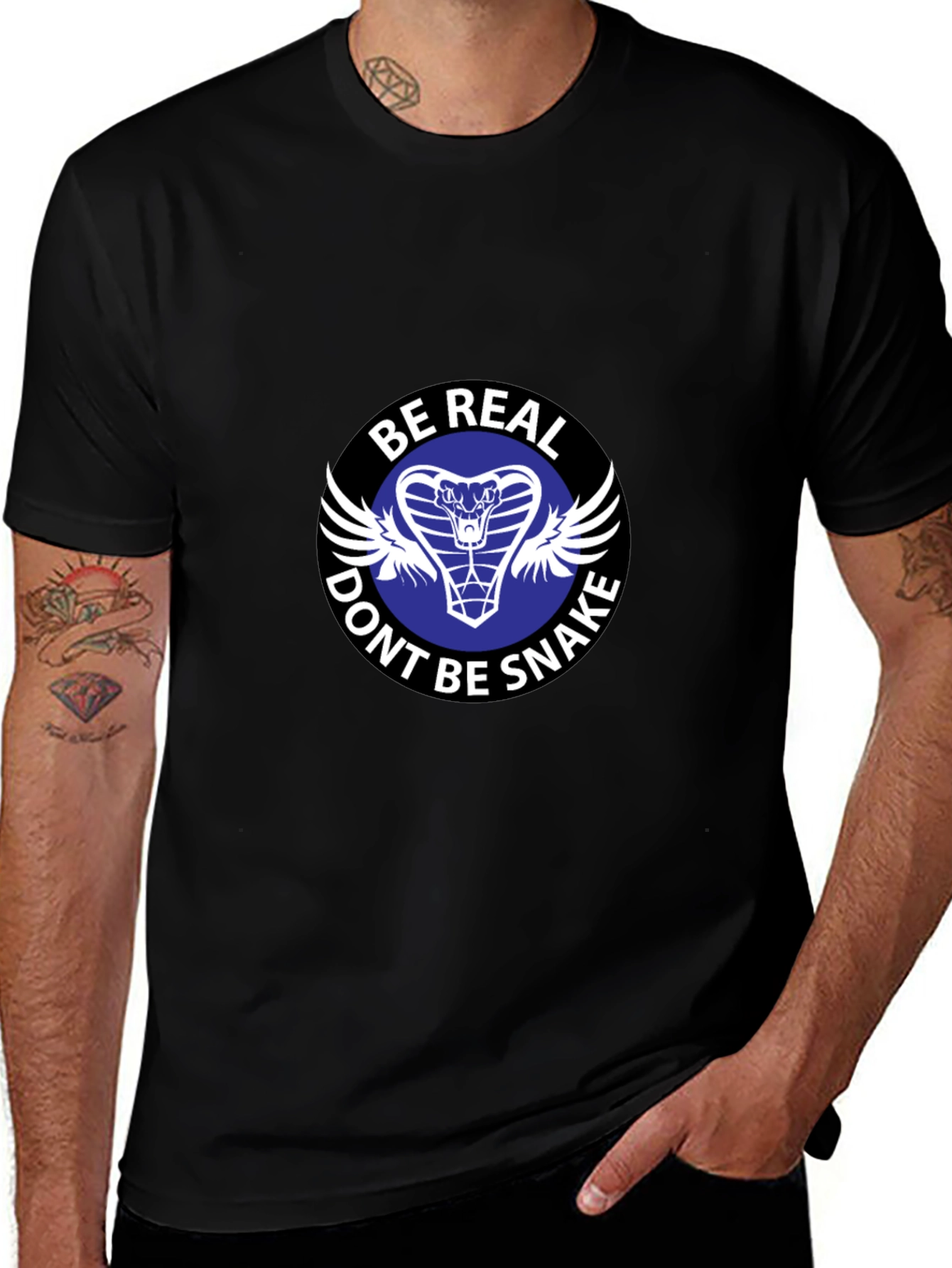 Variant 8 of Be Real Don't Be Snake T-Shirt - Cobra Design