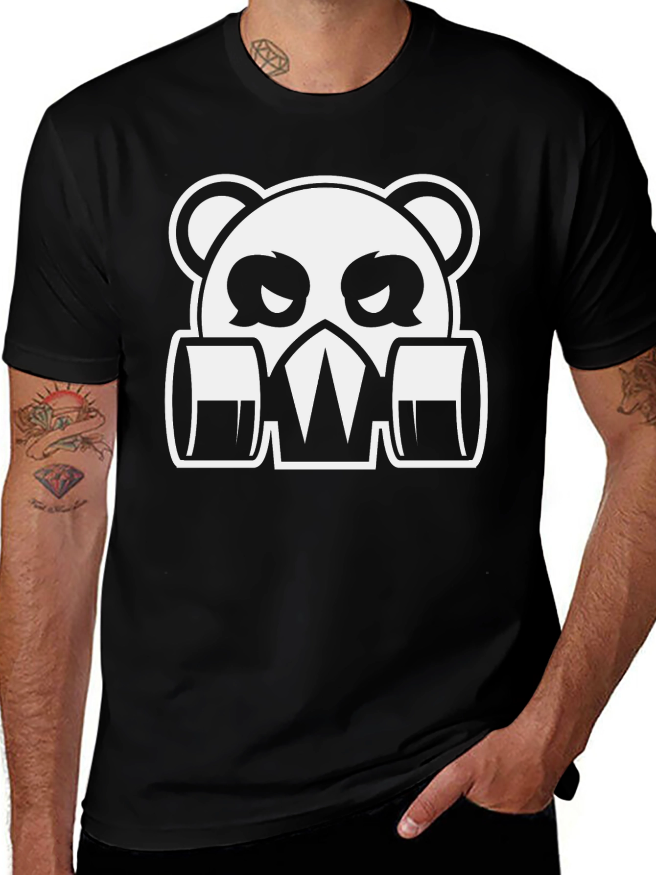 Variant 15 of Gas Mask Panda Graphic Tee - Black