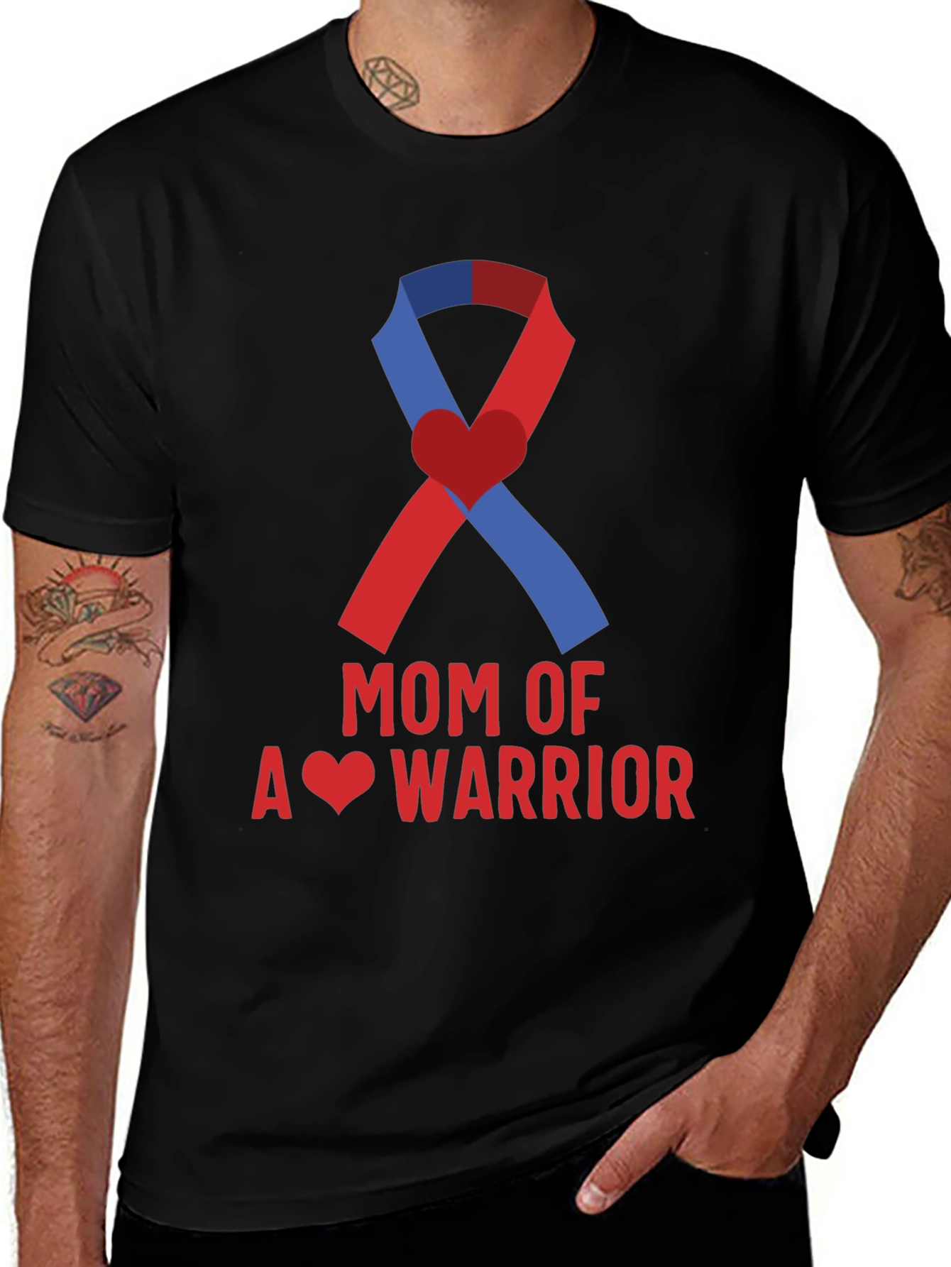 Mom of a Warrior Ribbon Graphic T-Shirt