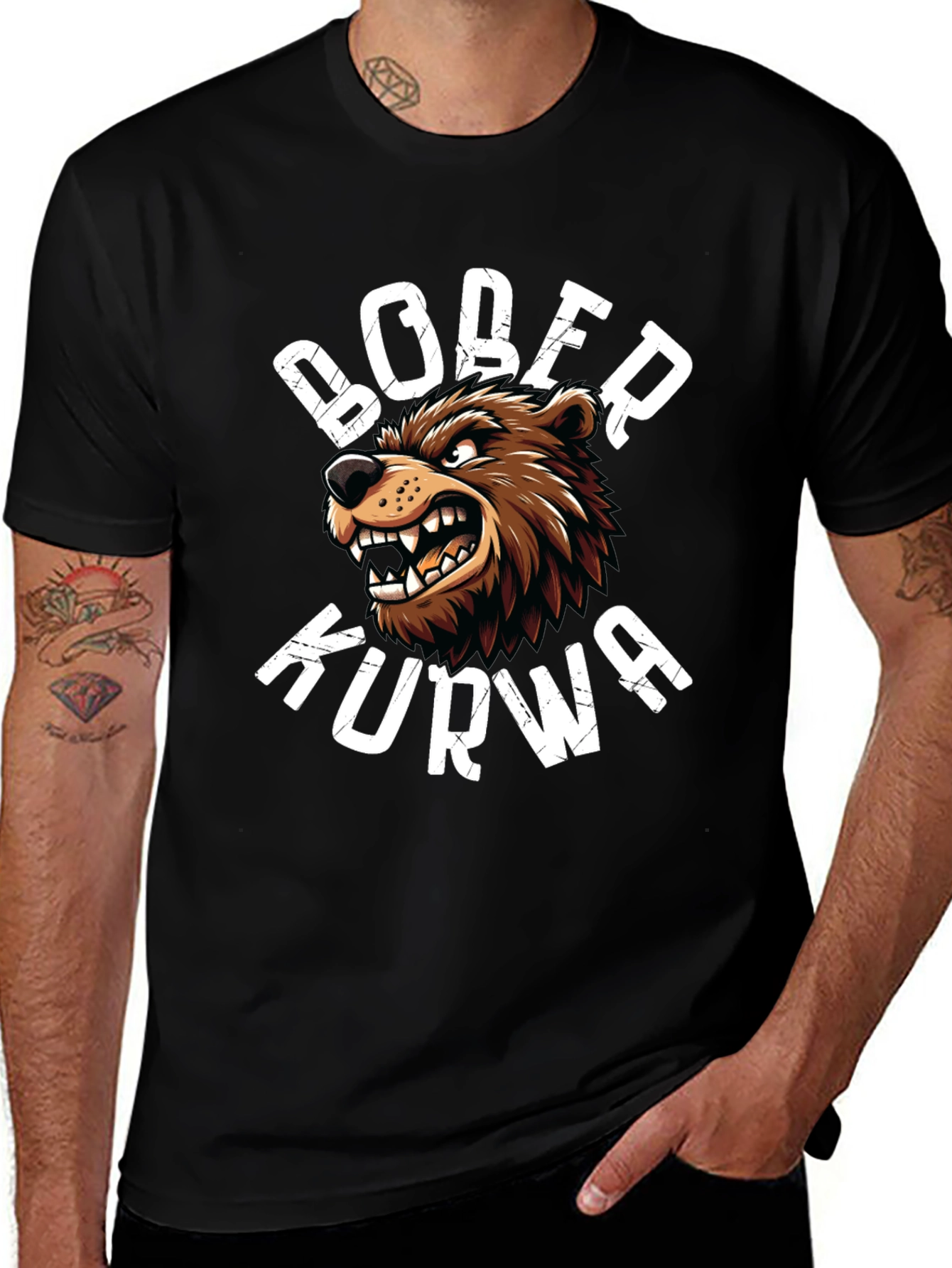 Variant 19 of Bober Kurwa T-Shirt - Aggressive Bear Graphic Tee
