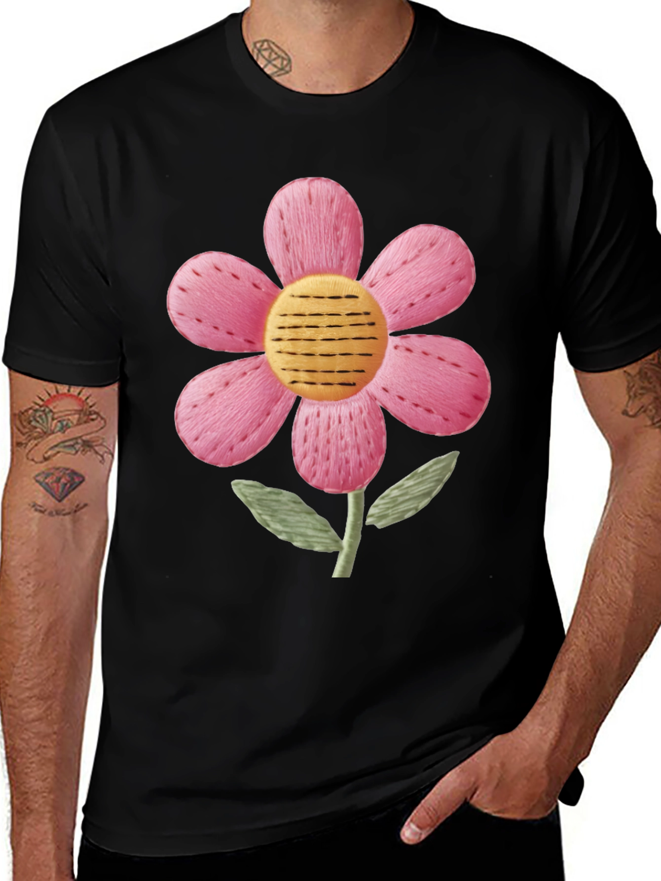 Variant 24 of Floral Embroidered Graphic Tee