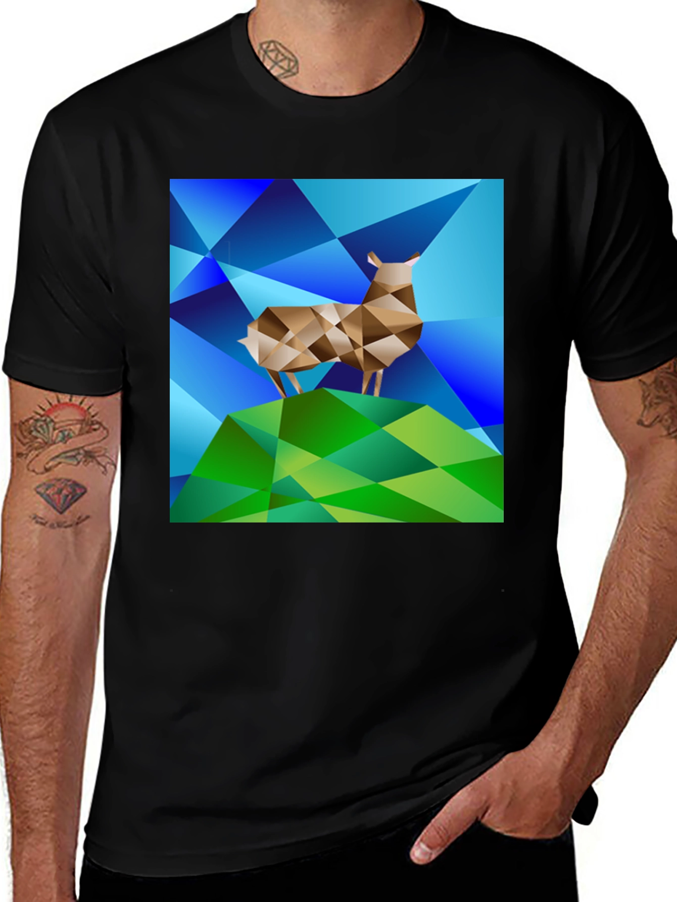 Variant 22 of Geometric Deer Graphic Tee - Modern Art Design
