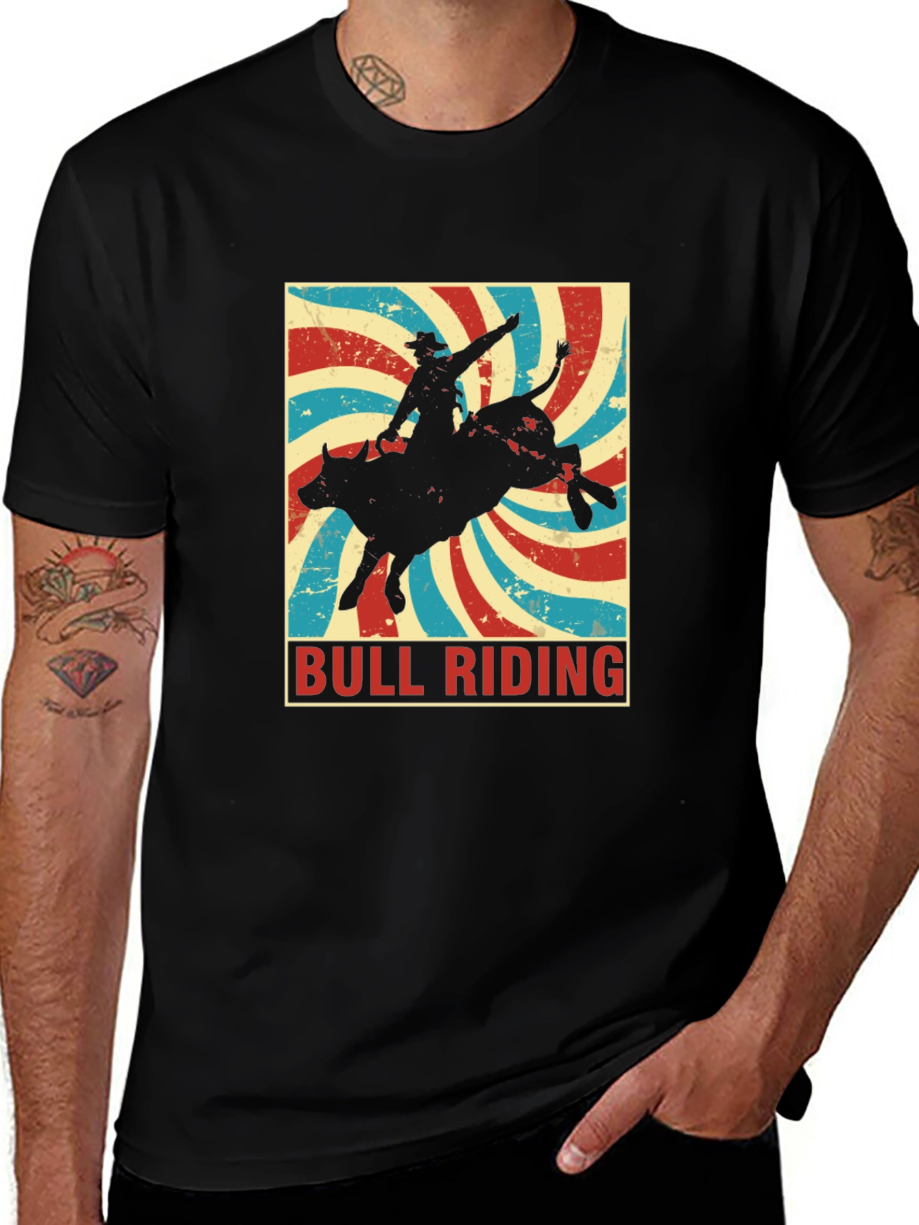 Variant 15 of Bull Riding Retro T-Shirt - Cowboy Rodeo Tee