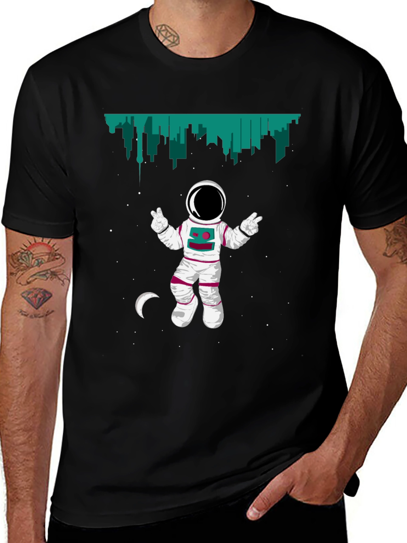 Variant 15 of Cool Astronaut Cityscape Graphic T-Shirt